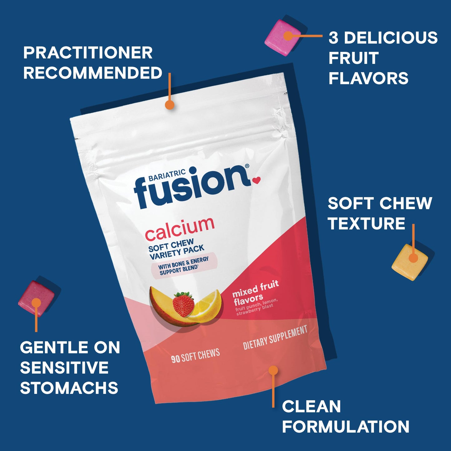Bariatric Fusion Calcium Citrate with Vitamin D3 Supplement Gummy, 90 Count