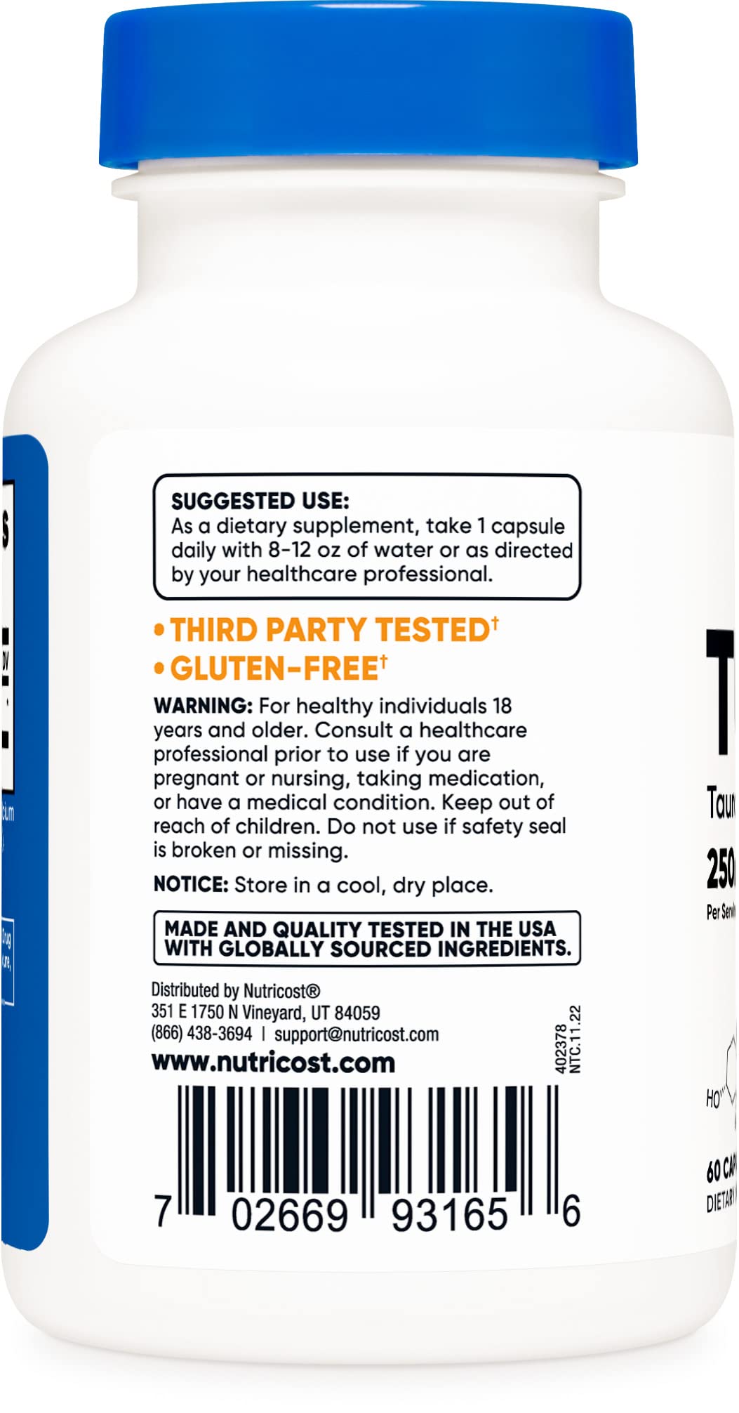 Nutricost Tudca 250mg Capsules, 180 Count