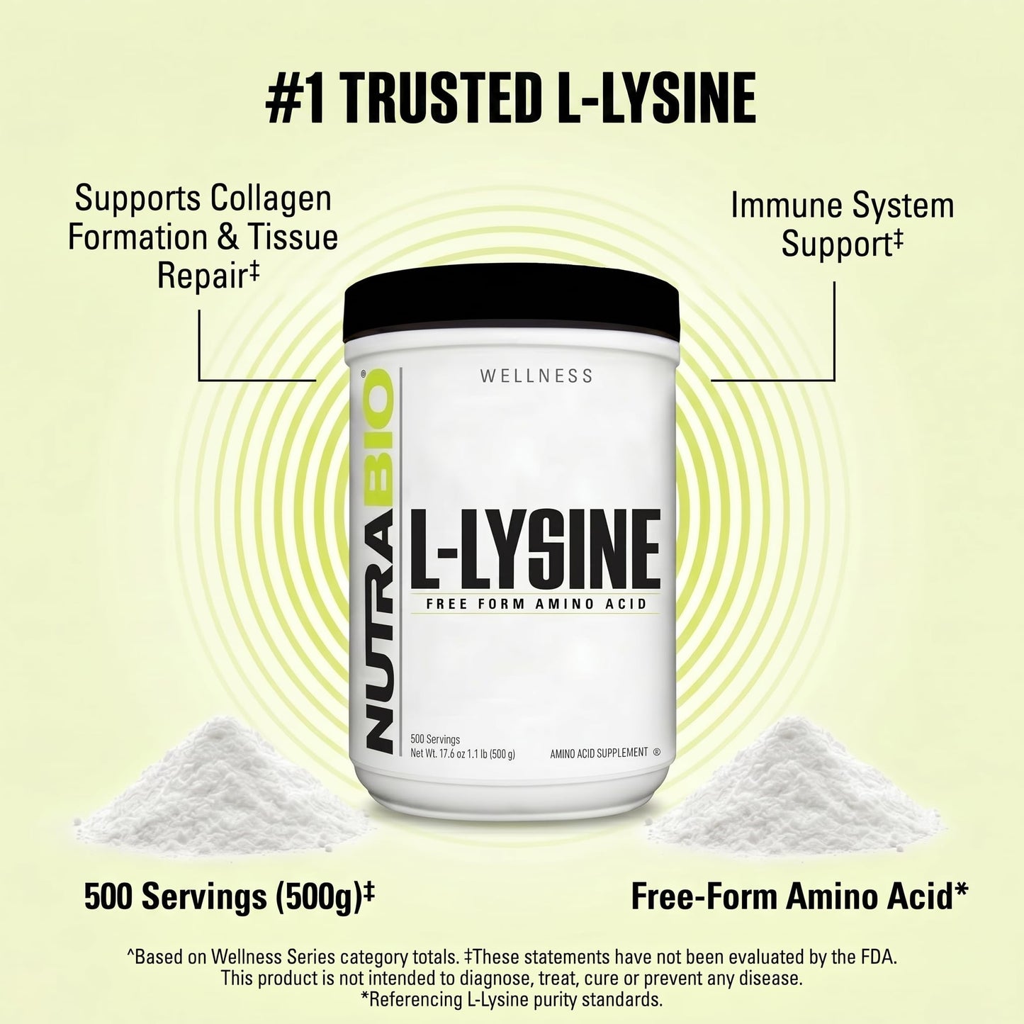 NutraBio L-Lysine Powder 17.6 oz