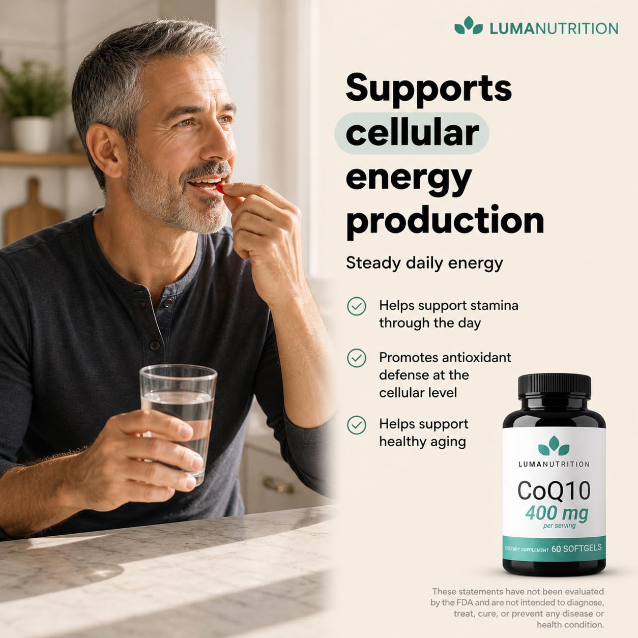 Luma Nutrition CoQ10 400mg Capsules 60 Count