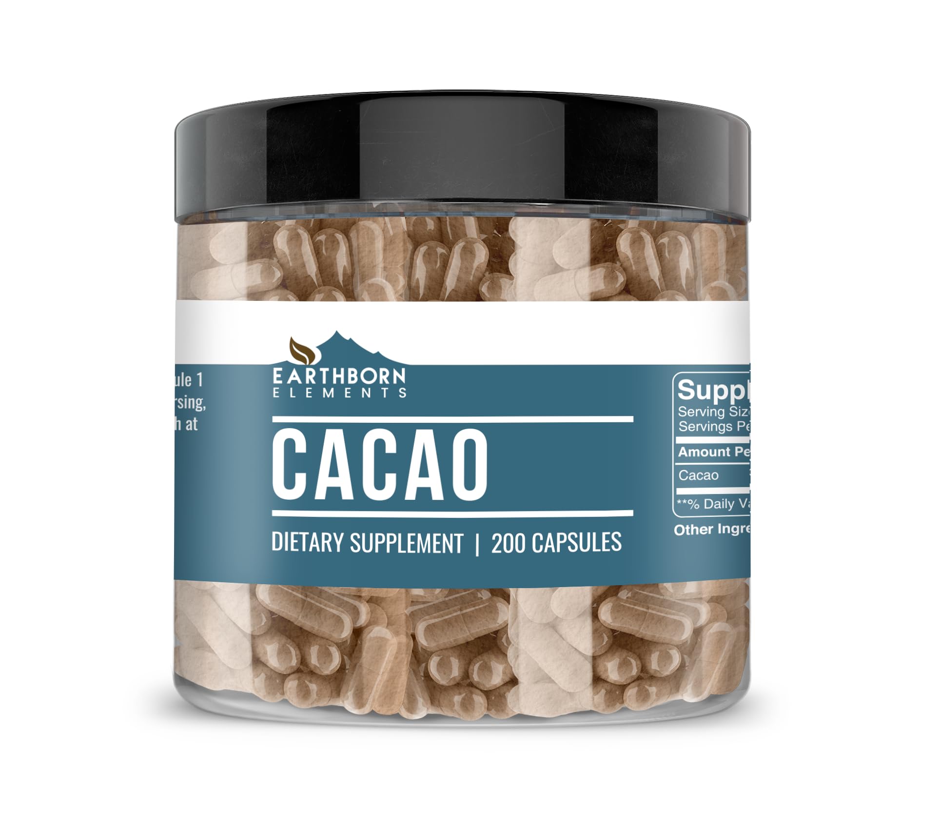 Earthborn Elements Cacao (Cocoa) Capsules 200