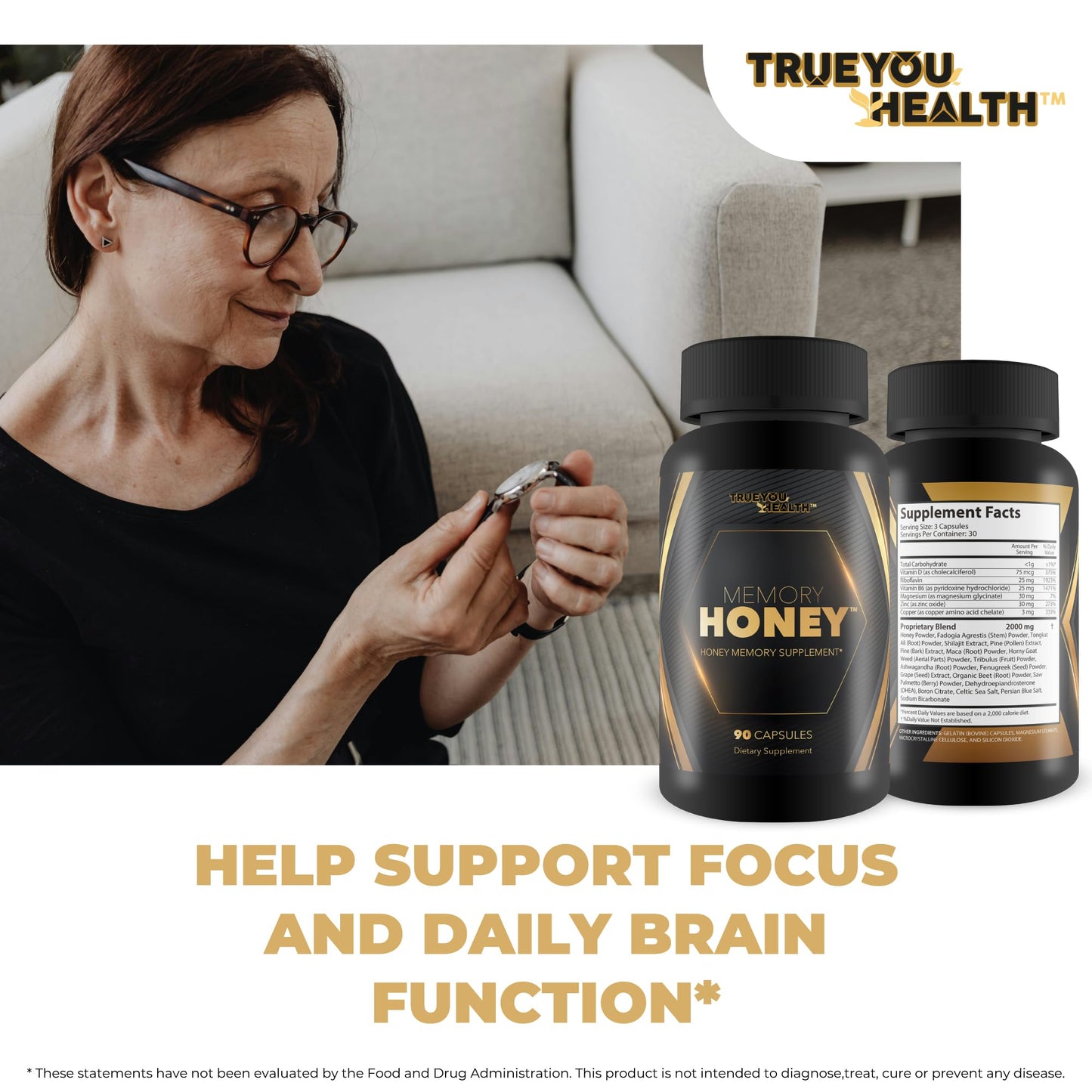 True You Health Memory Honey Capsule 90 Count