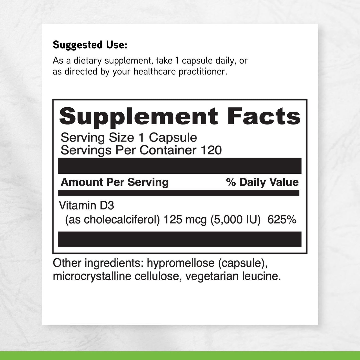 DAVINCI Vitamin D3 5000 IU Capsule, 120 Capsules