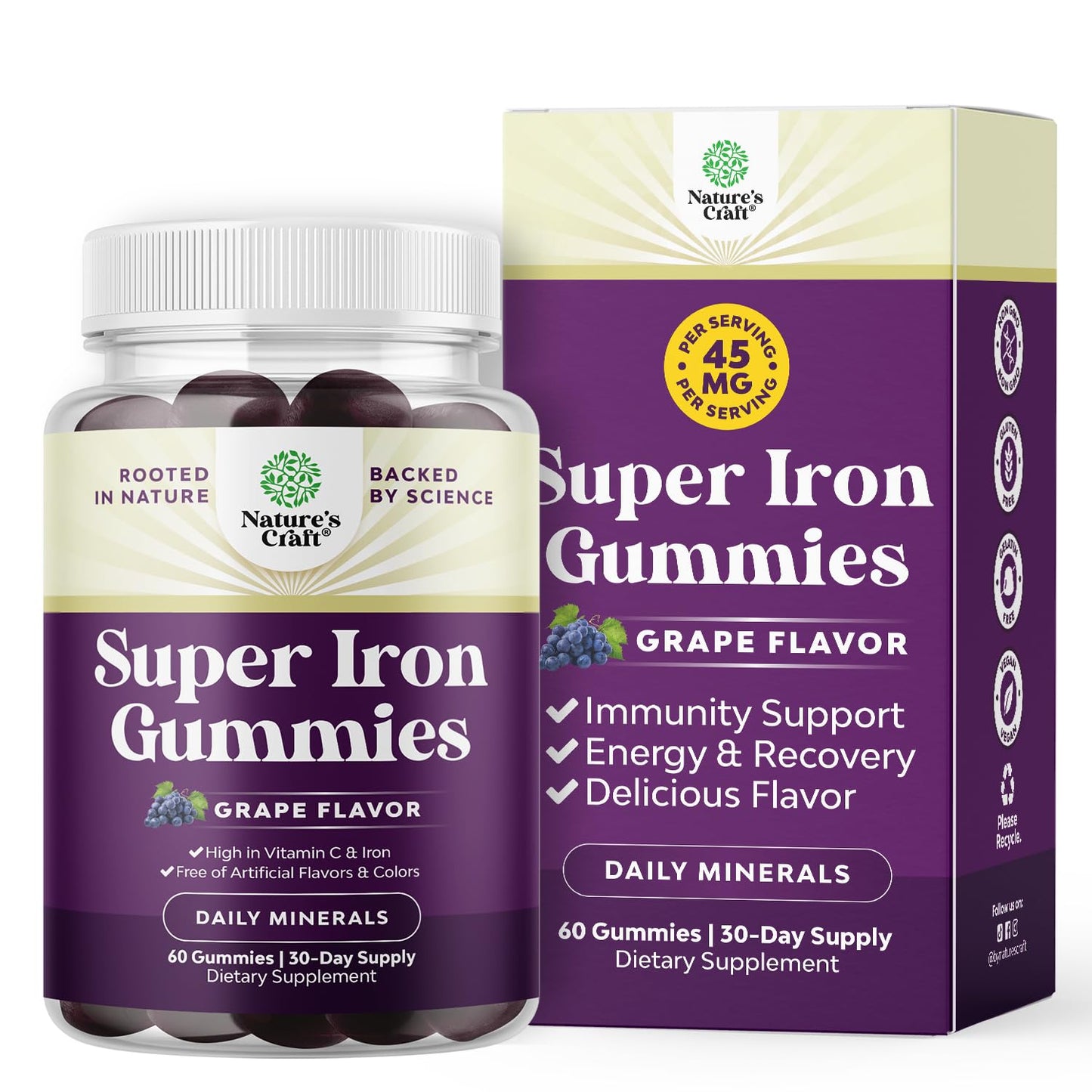 Natures Craft Extra Strength Iron Gummies 60 Count