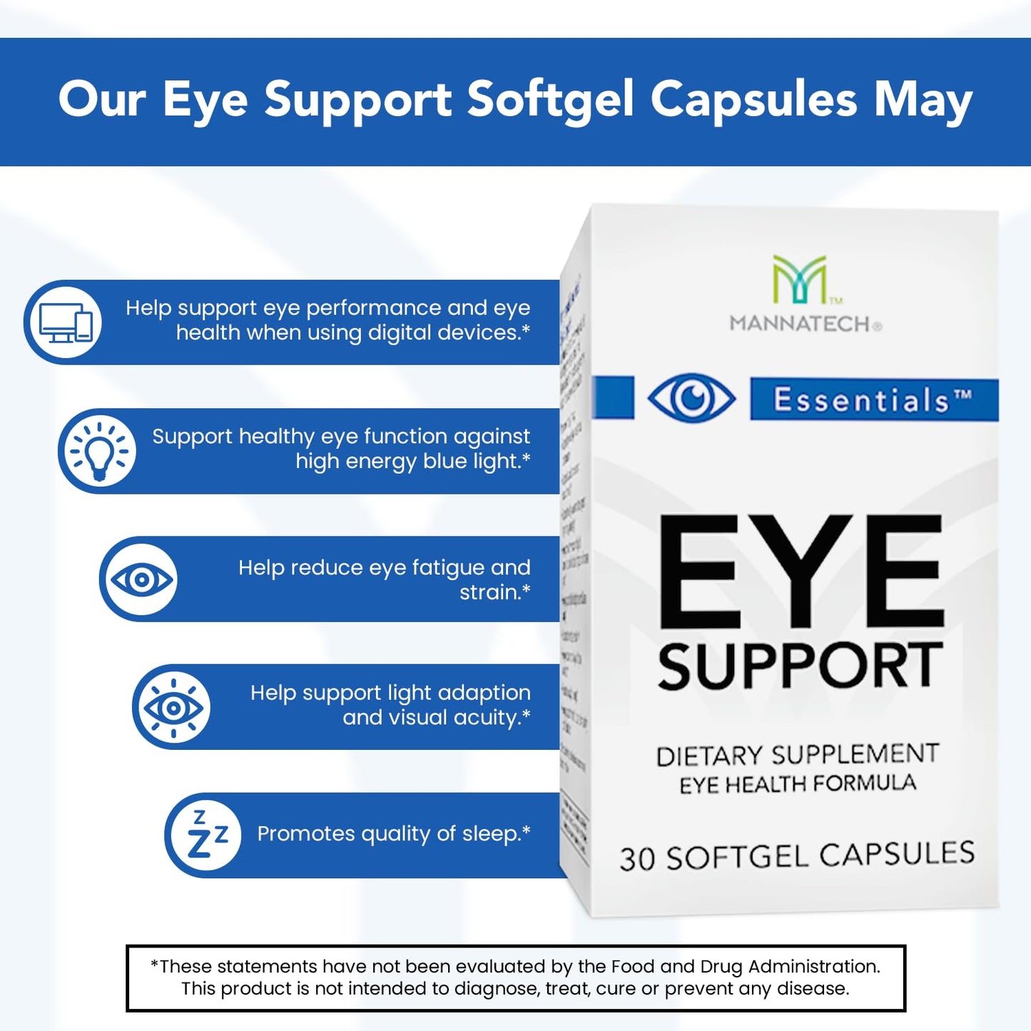 Mannatech Eye Care Supplement Capsule with Lutein & Zeaxanthin, 30 Count