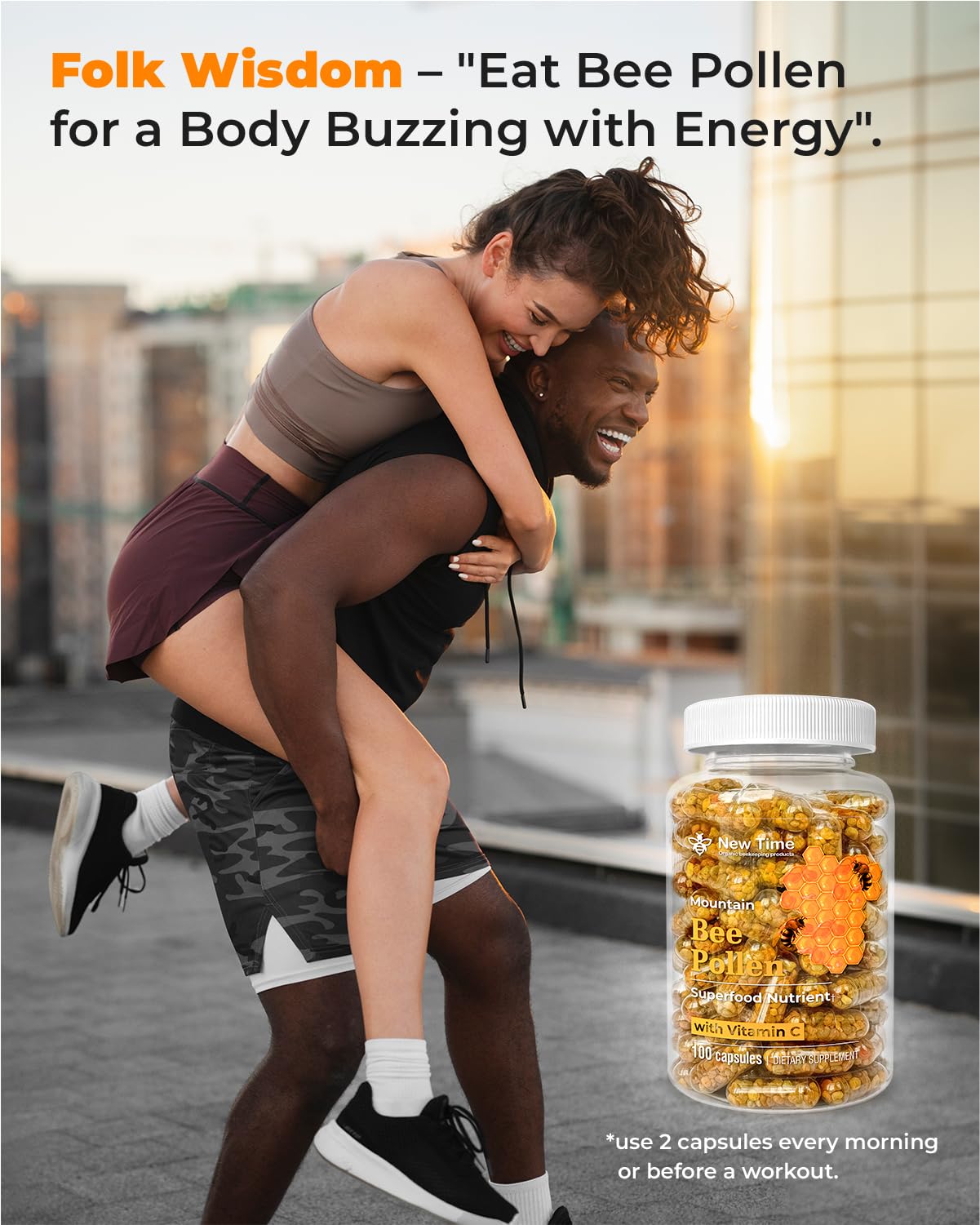 New Time Organic beekeeping products Bee Pollen Capsules 100 Capsules