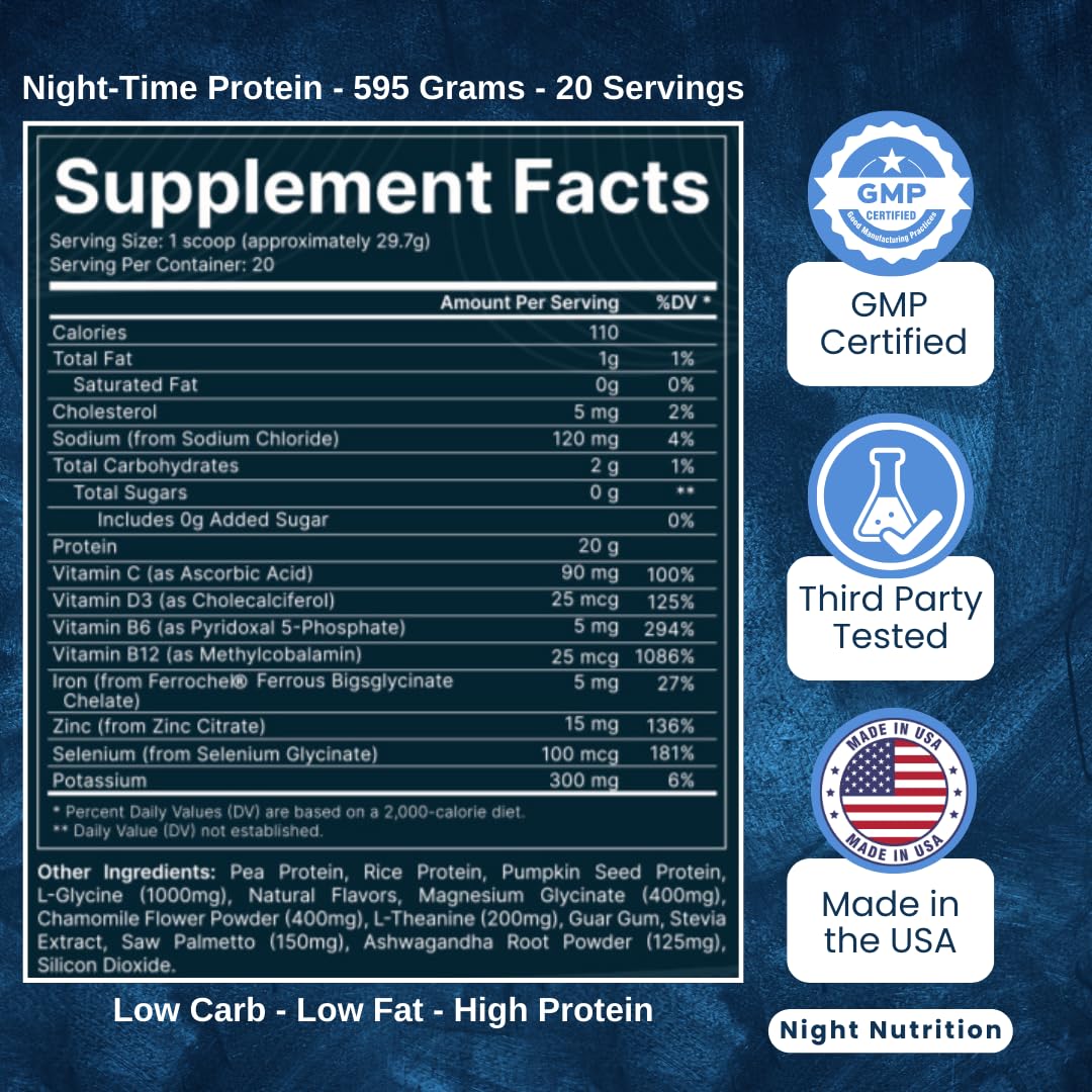 Night Nutrition Night Time Protein Powder Vanilla, 21 Servings
