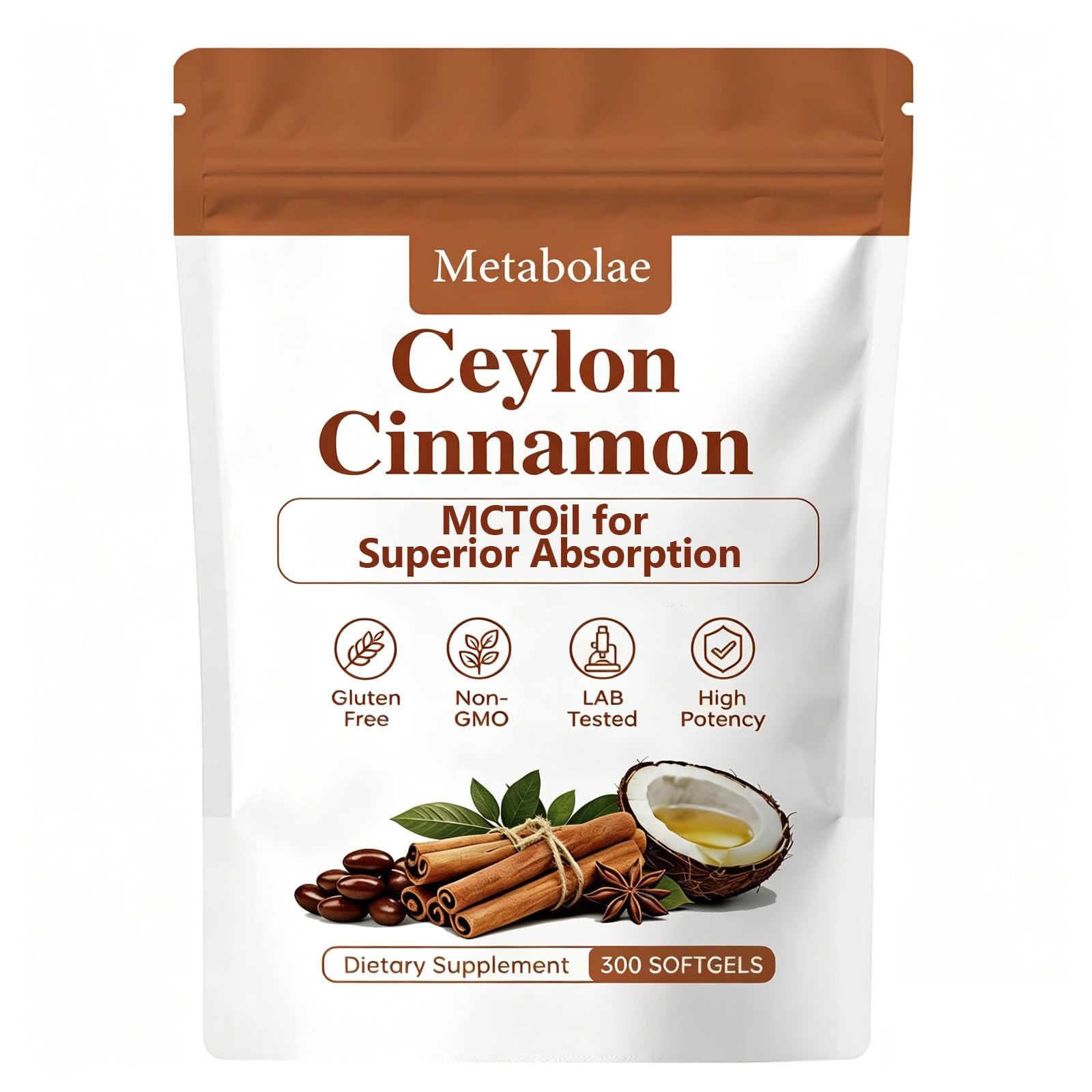 DRECILOR Metabolae Ceylon Cinnamon with MCT Oil Softgels 300