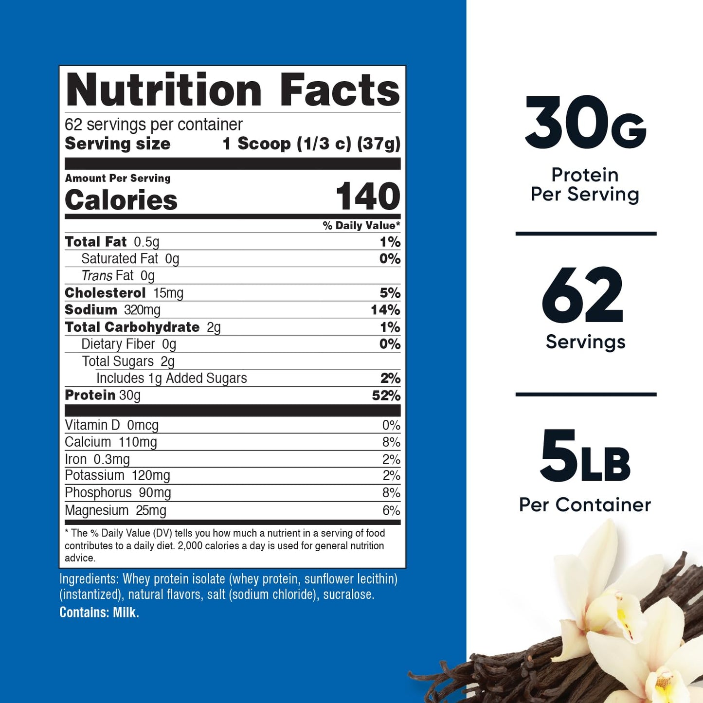 Nutricost Isolate Whey Protein Powder Vanilla 80 Servings