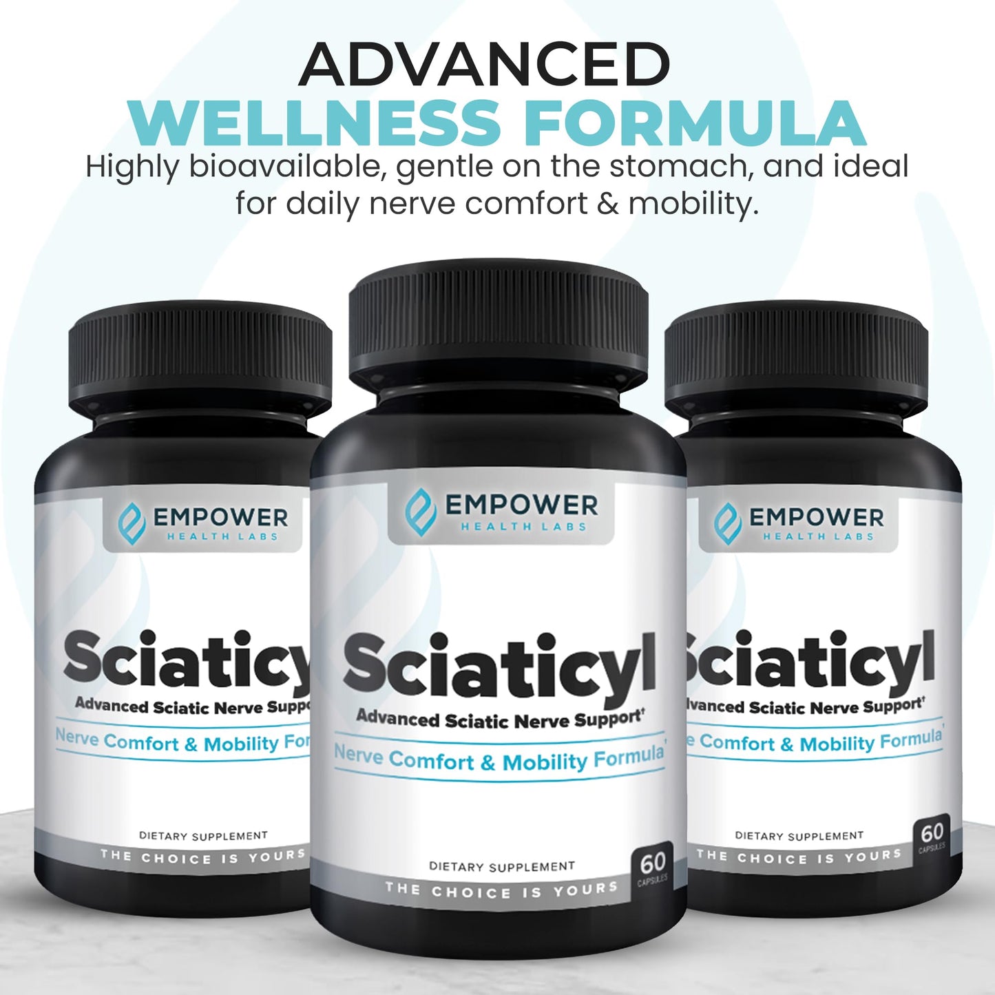 Empower Health Labs Sciaticyl – Nerve Support Supplement with B1, B6, B12, Magnesium, NAC, ALC & Alpha Lipoic Acid, 60 Capsules
