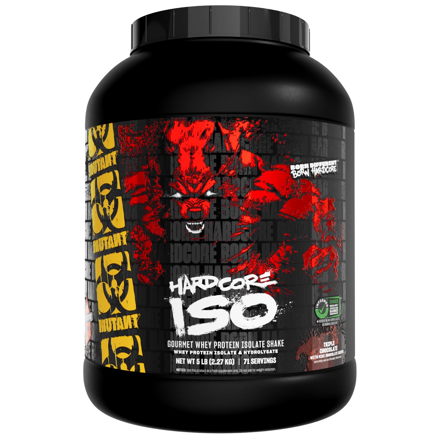 Mutant Hardcore ISO Whey Protein Isolate Powder, 5 lb, 80 Servings
