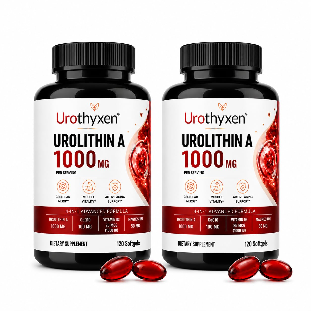 Urothyxen Urolithin A Supplement Mitochondrial Support Focus & Muscle Recovery for Men and Women Softgels 240