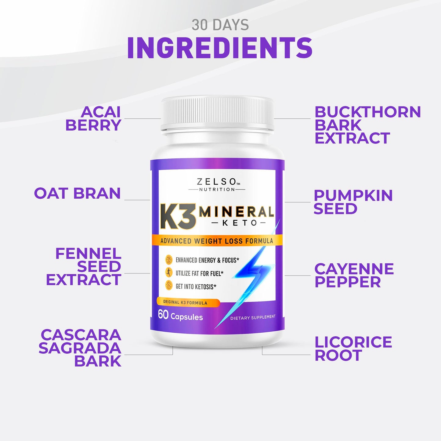 ZELSO K3 Mineral Weight Loss Pills Capsules 180