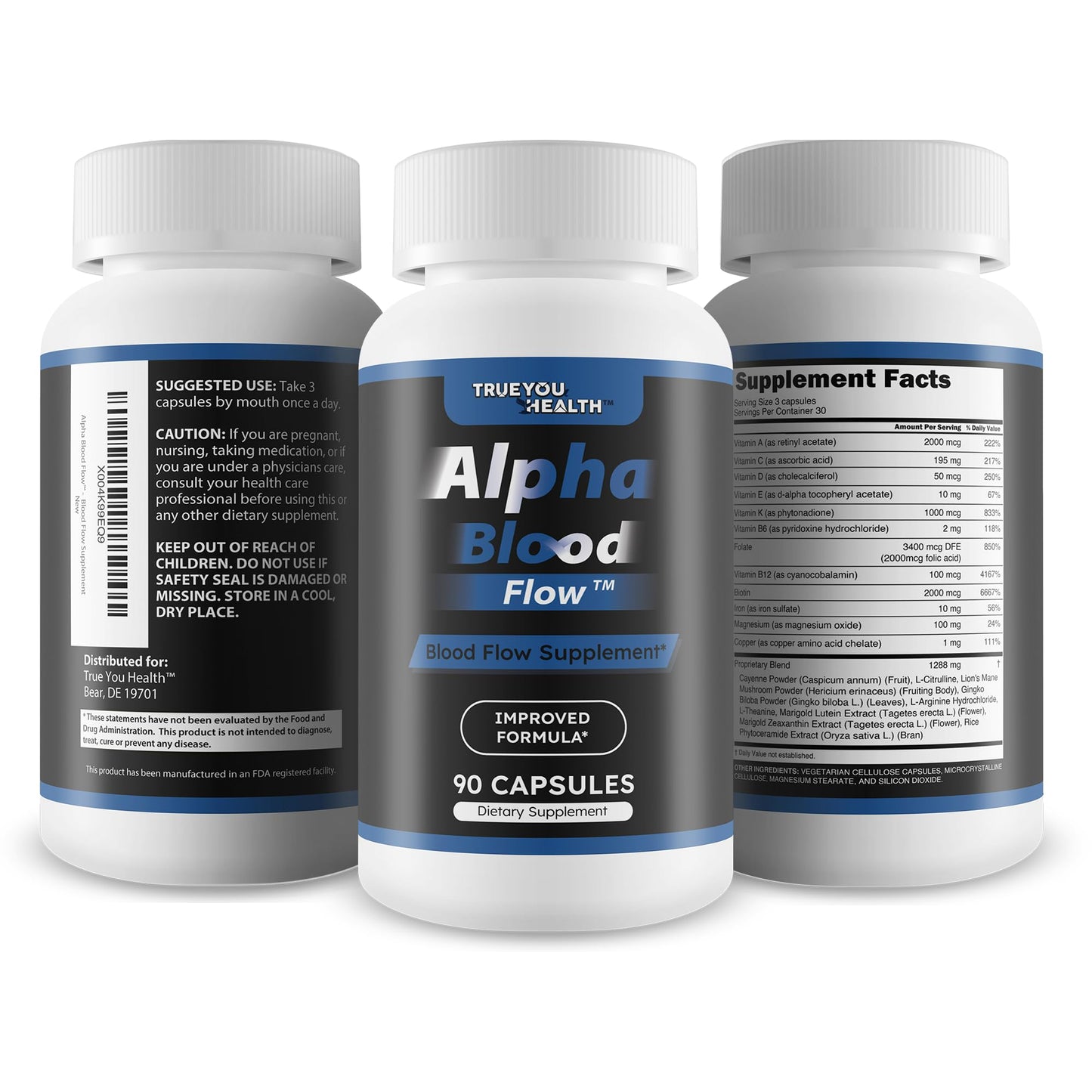 True You Health Alpha Blood Flow Capsule 90 Count