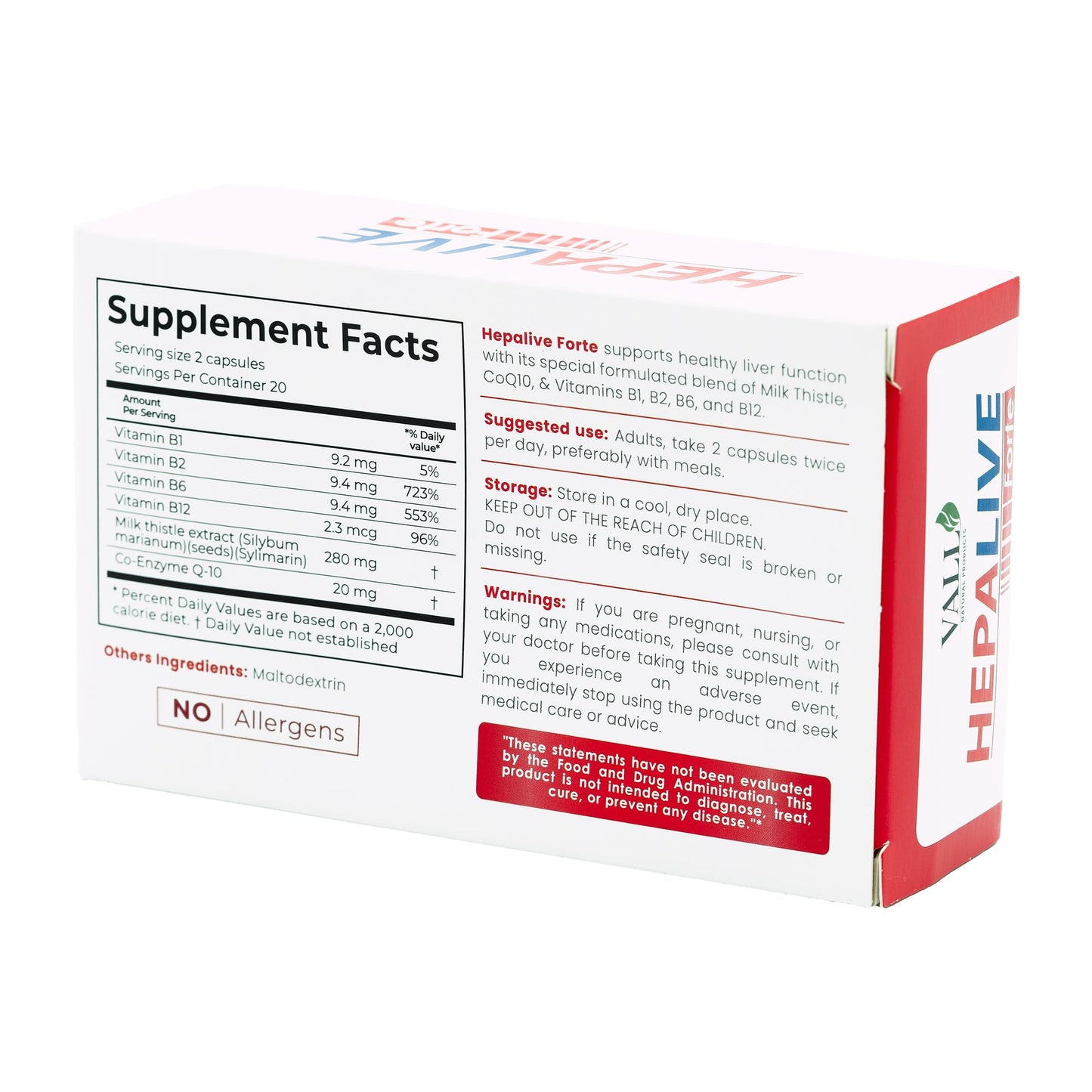 Vall Natural Products Hepalive Liver Support Supplement Capsule, 40 Count