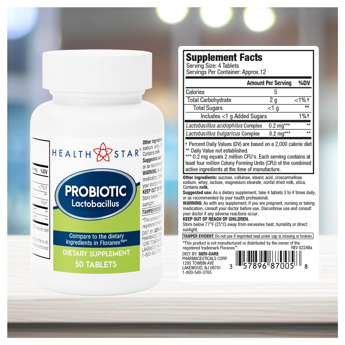 GeriCare Probiotic Lactobacillus Tablet 50 Count