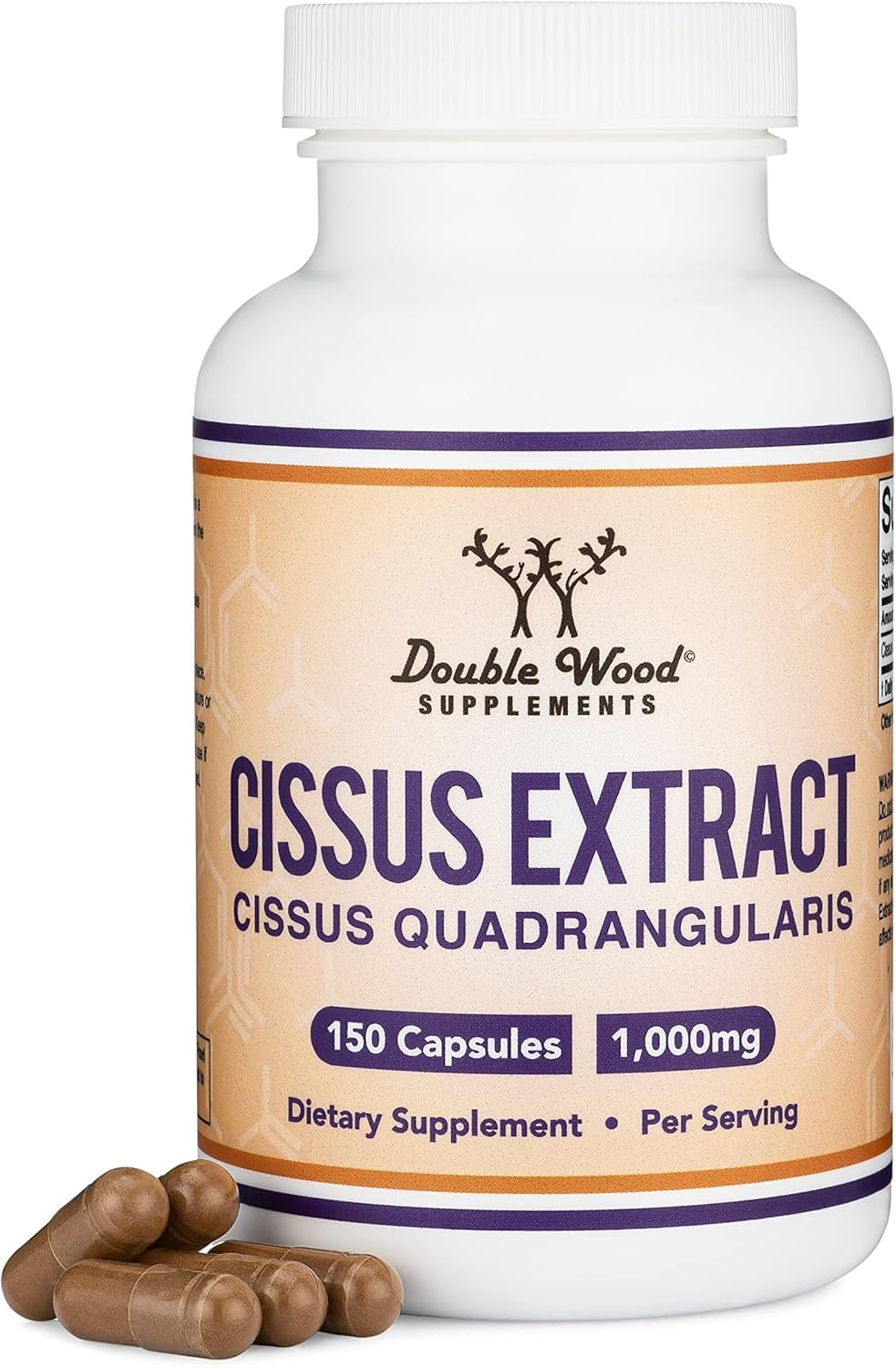 Double Wood Supplements Cissus Quadrangularis Super Extract Capsules, 150 Count
