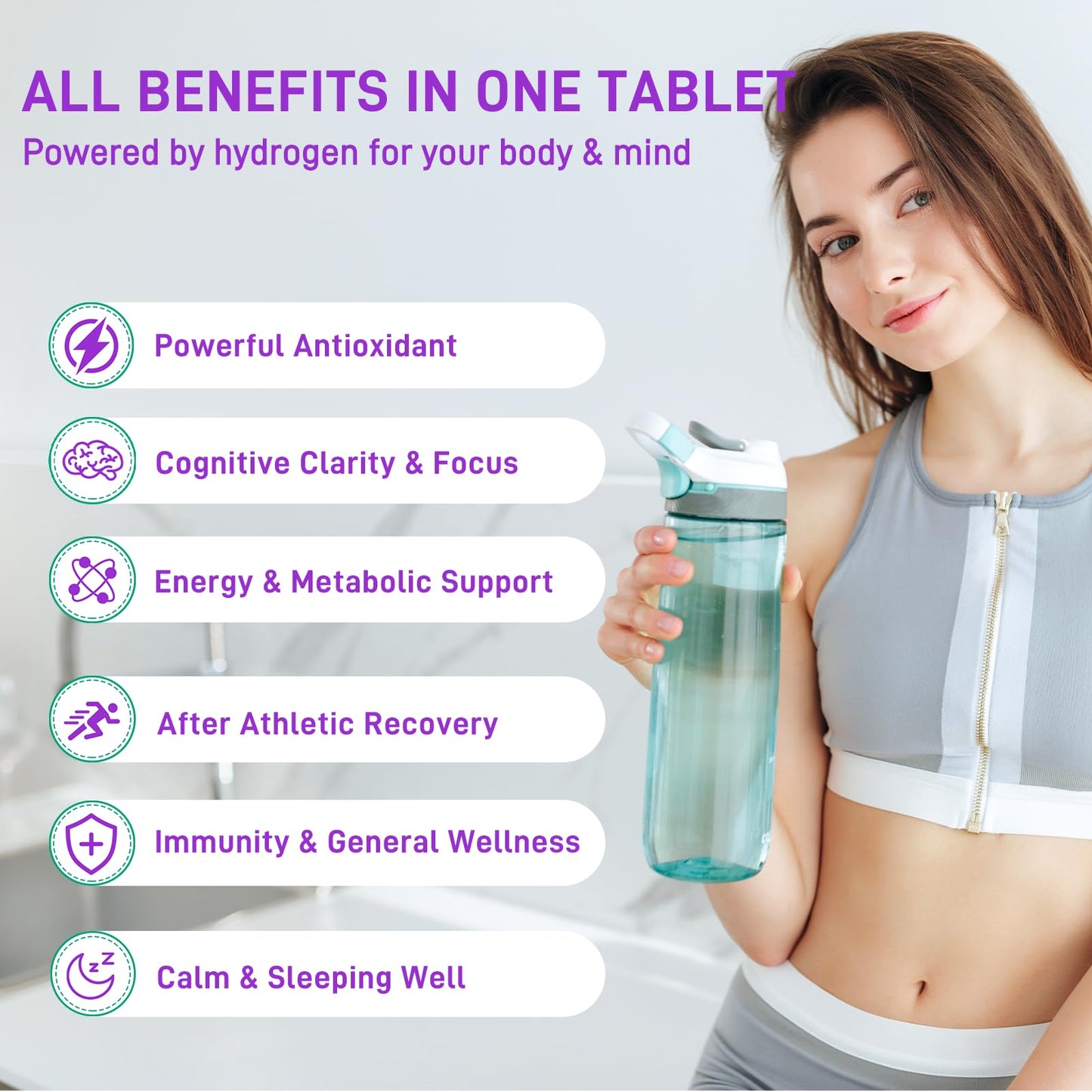 Kedicy Hydrogen Water Tablets, 8 PPM, Magnesium Glycinate Base, 90 Tablets