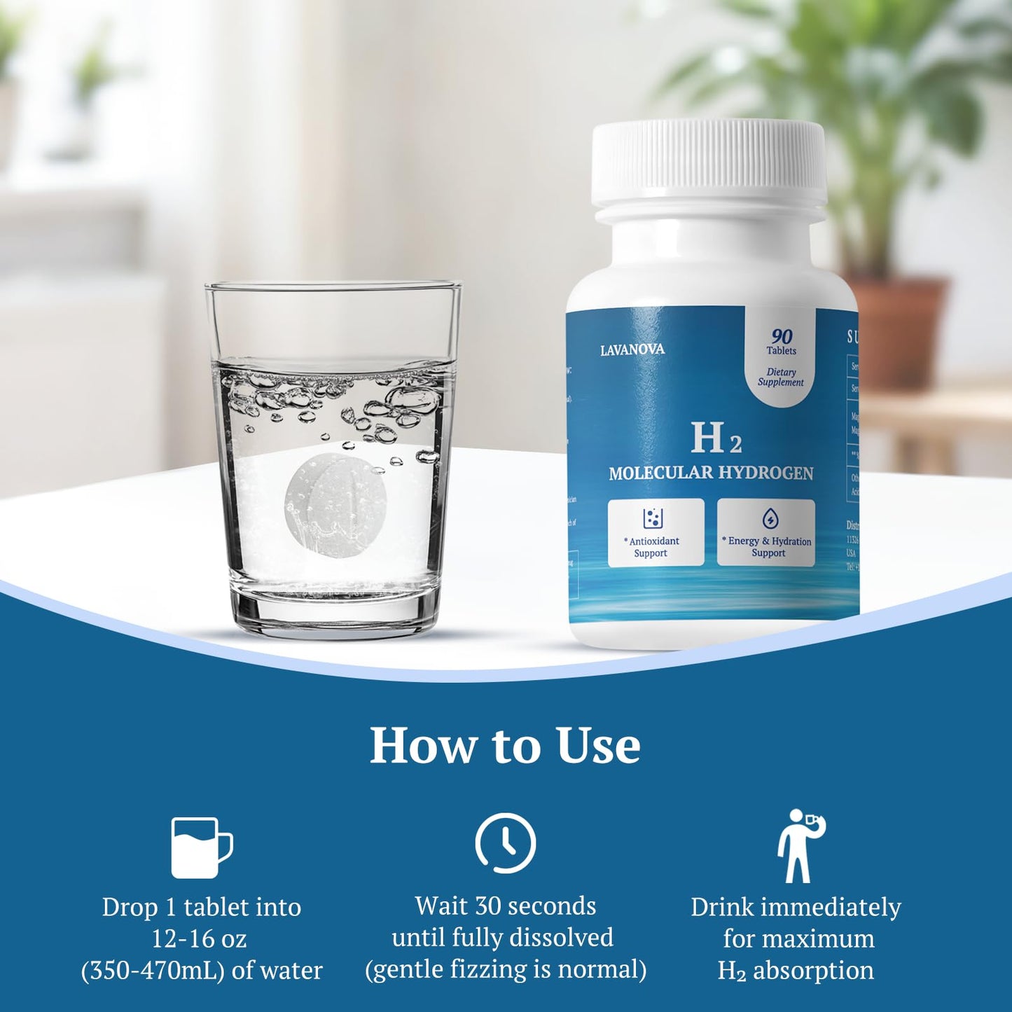 LAVANOVA Hydrogen Water Tablets with Magnesium - 90 Tablets