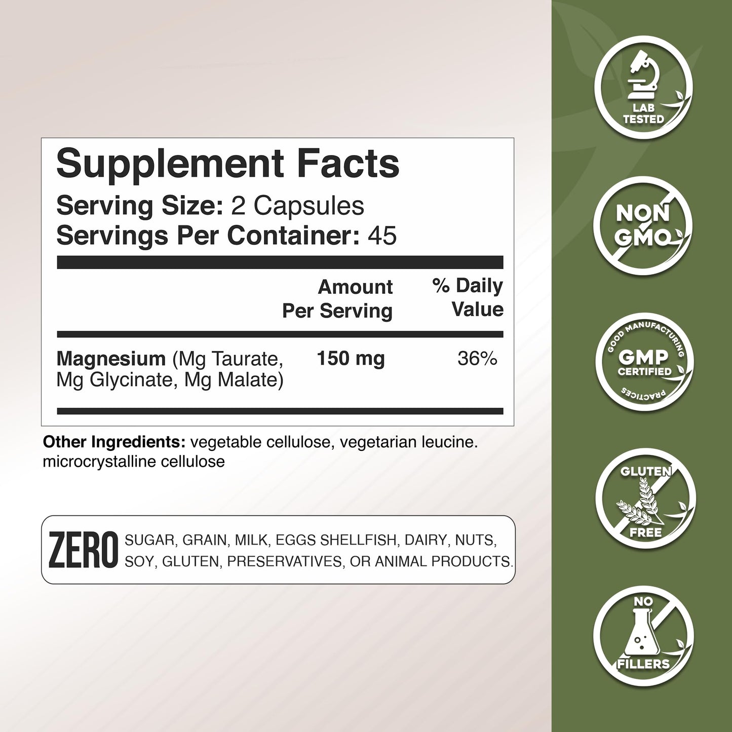 GADE NUTRITION Magnesium Triple Complex with Magnesium Glycinate, Magnesium Malate & Magnesium Taurate Capsules 90 Count