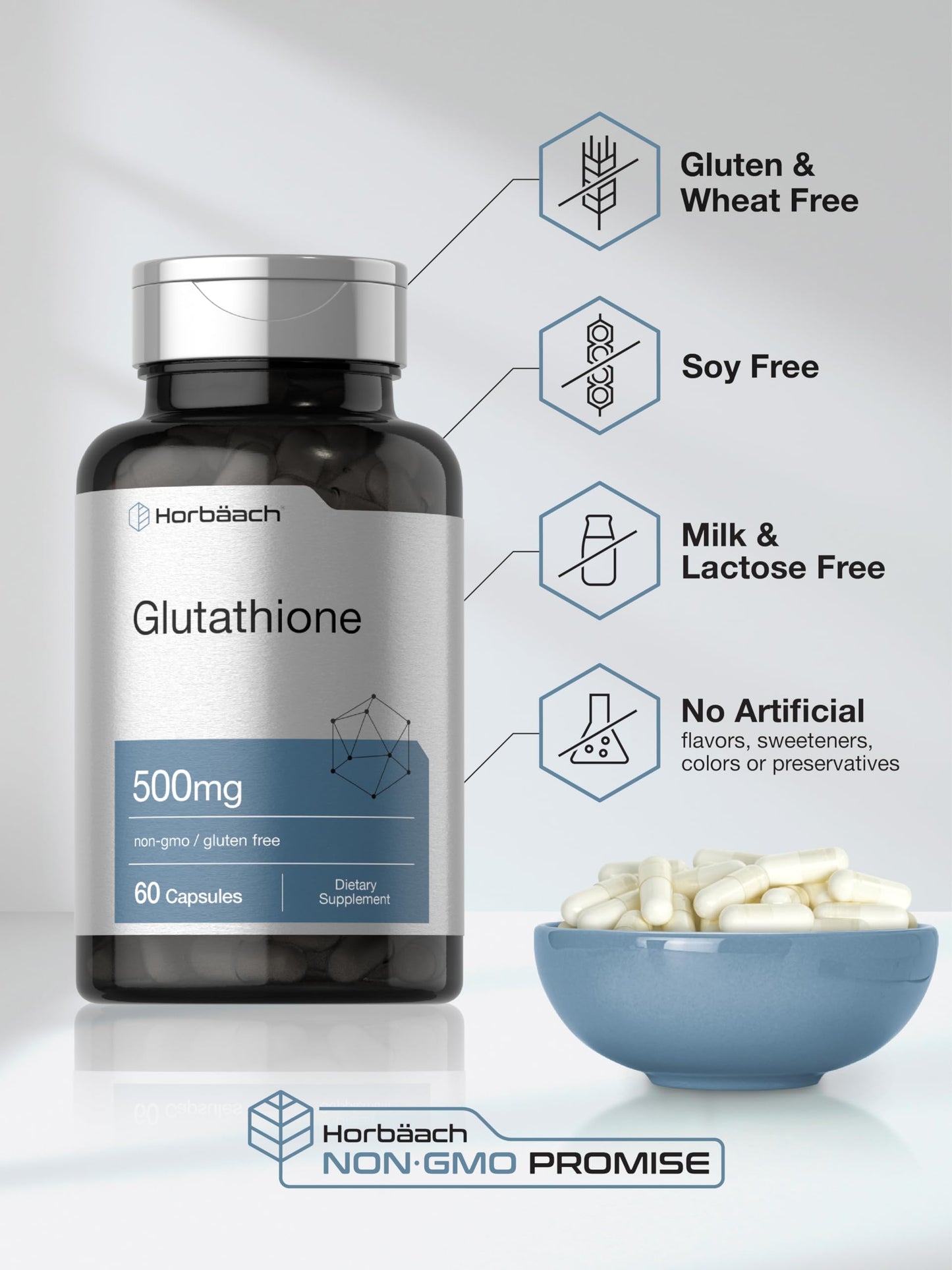 Horbäach Glutathione 500mg Capsule, 60 Count