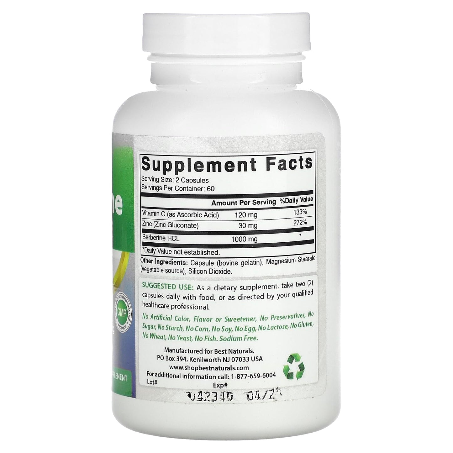 Best Naturals Berberine Plus 1000mg, 120 Capsules