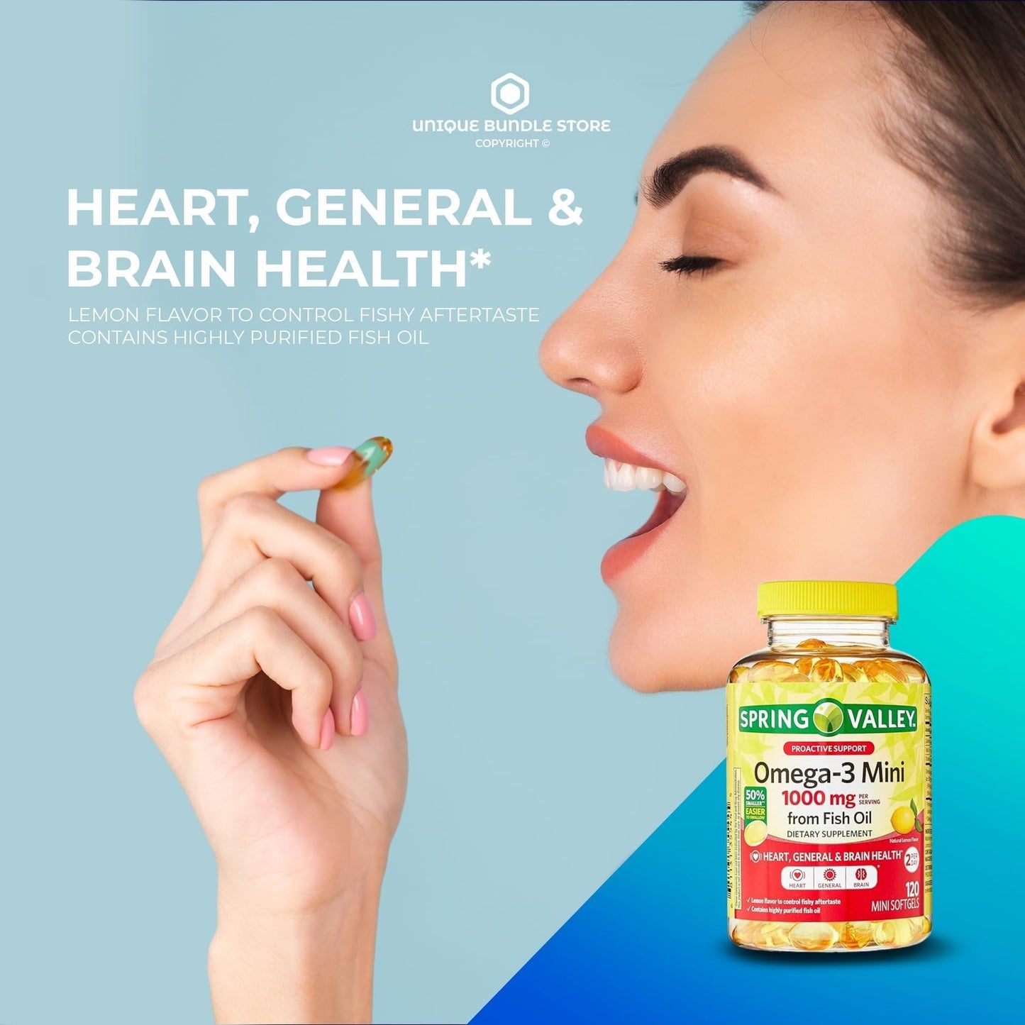 Unique Bundle Store Omega 3 Mini 1000mg from Fish Oil Softgels 240