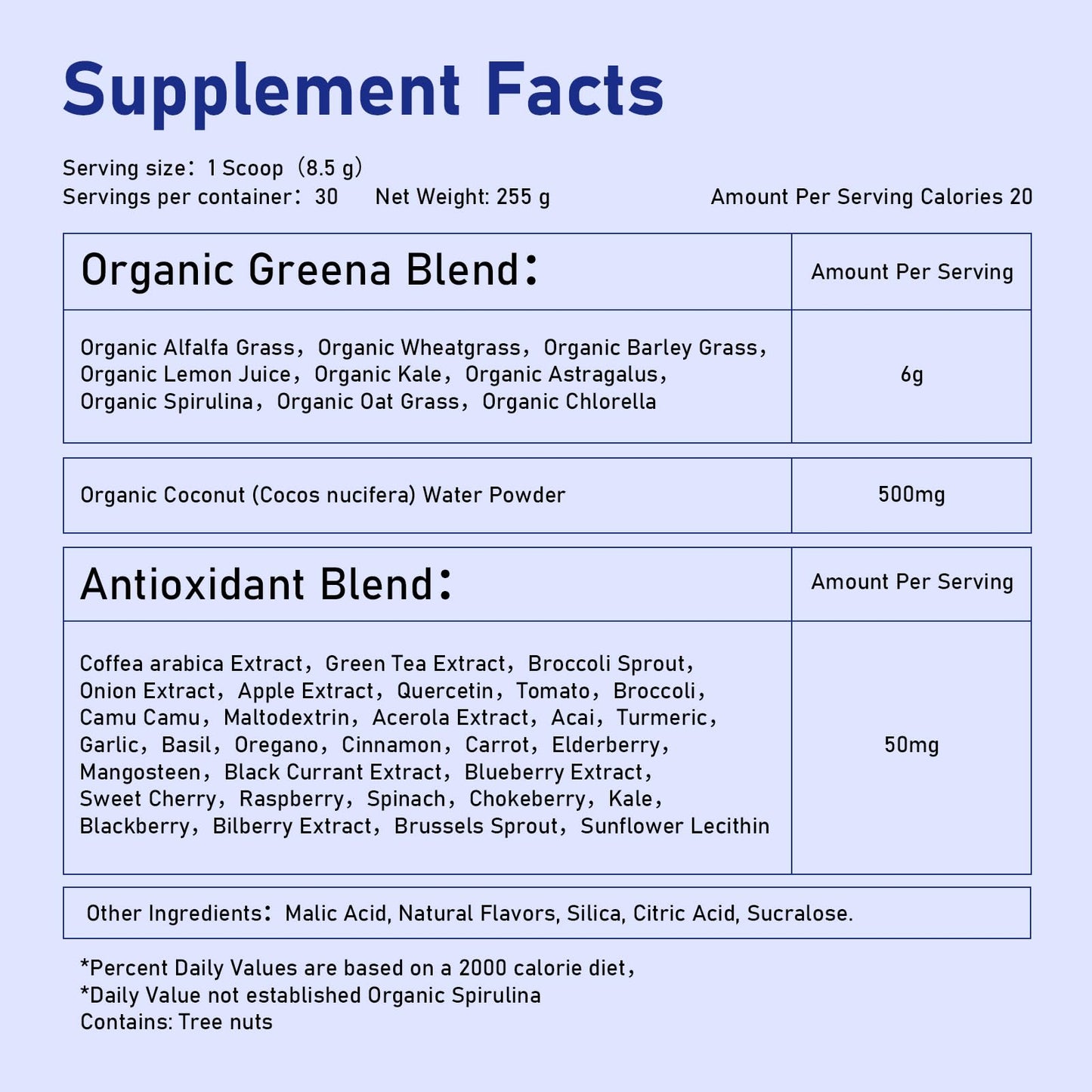 Tyillo Super Greens Powder with Chlorella & Spirulina 18 Servings