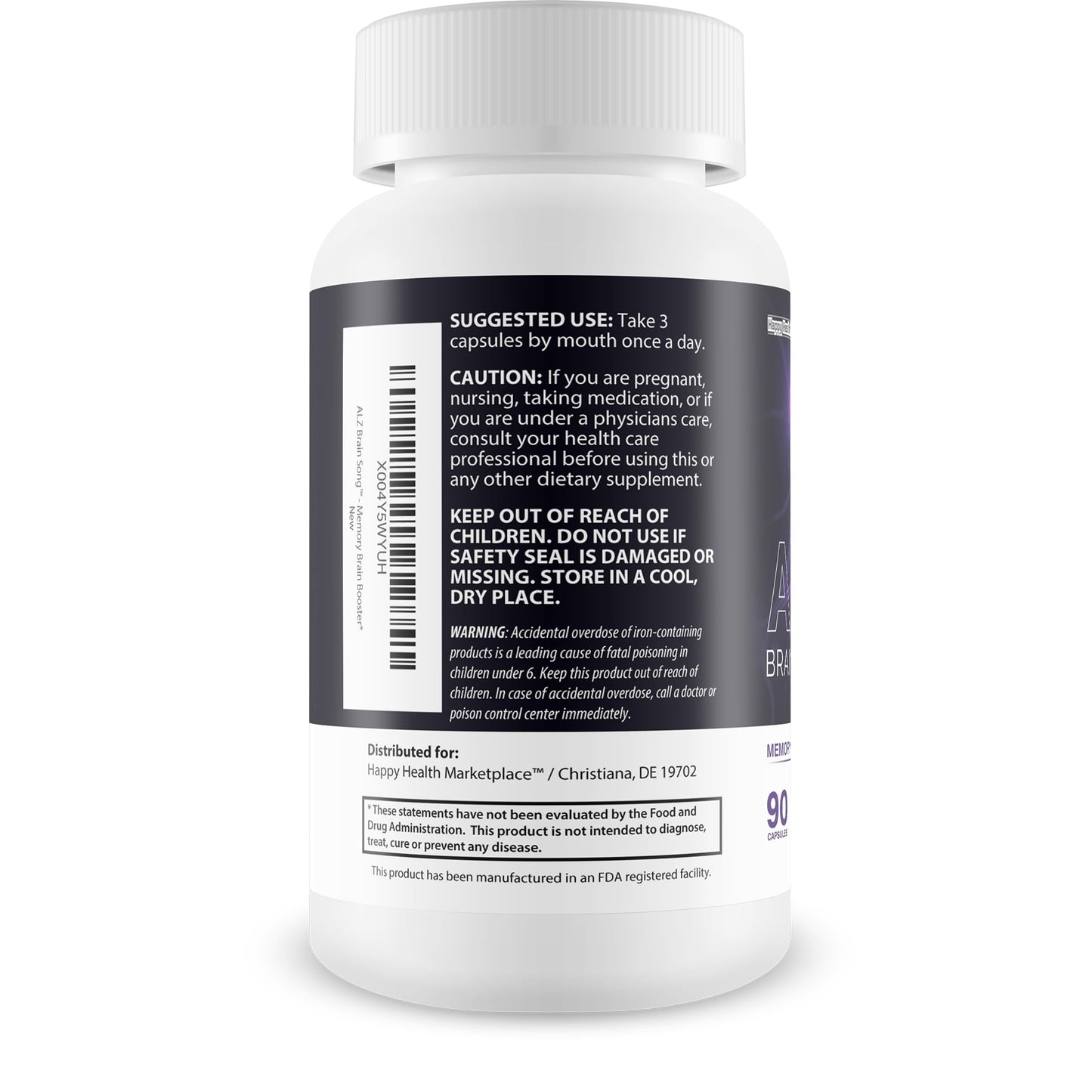 Happy Health Marketplace Brain Song Focus Memory Capsule 90 Count