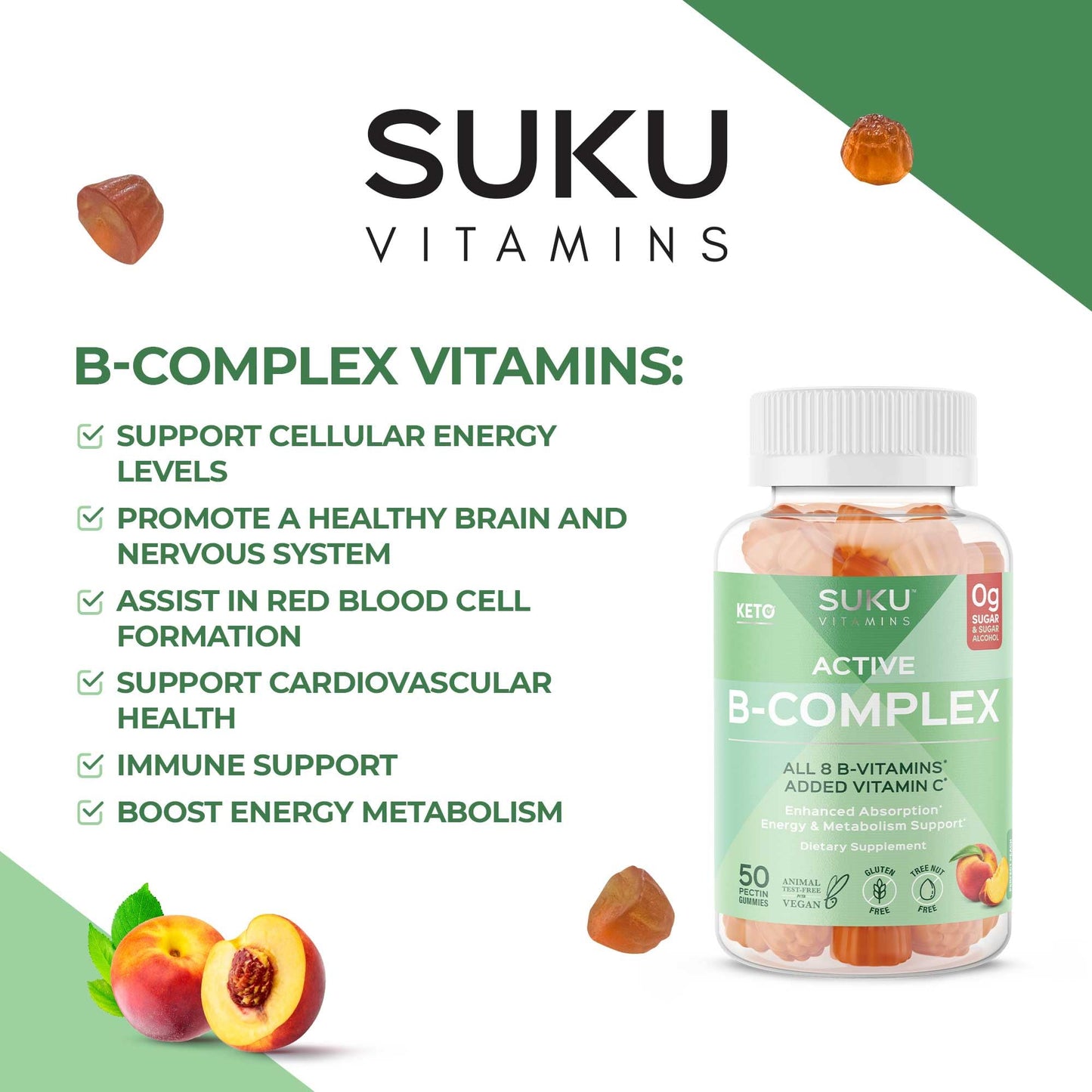 SUKU Vitamin B Complex Gummies with Vitamin C 50 Gummies