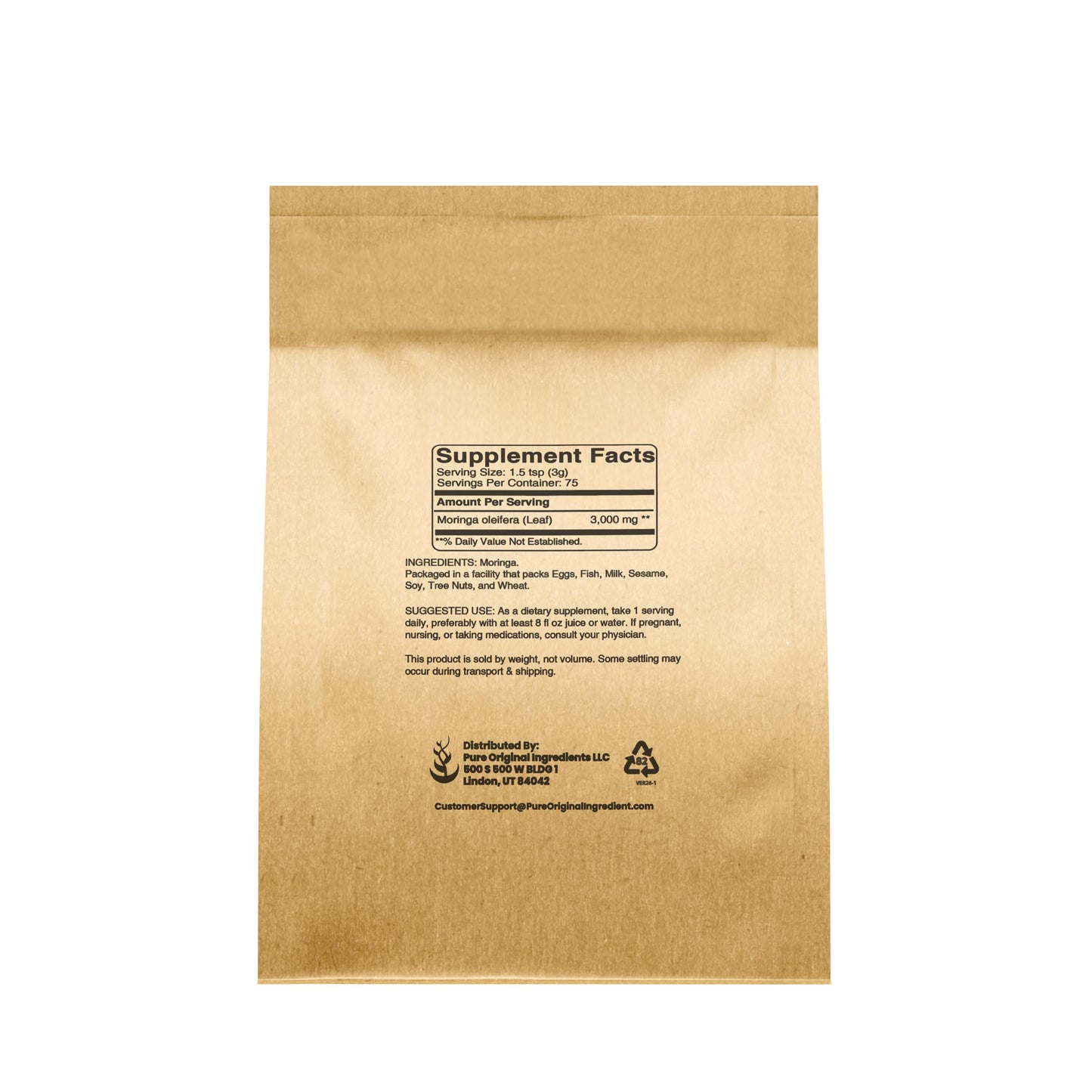 PURE ORIGINAL INGREDIENTS Moringa Oleifera Leaf Extract Powder, 8 oz