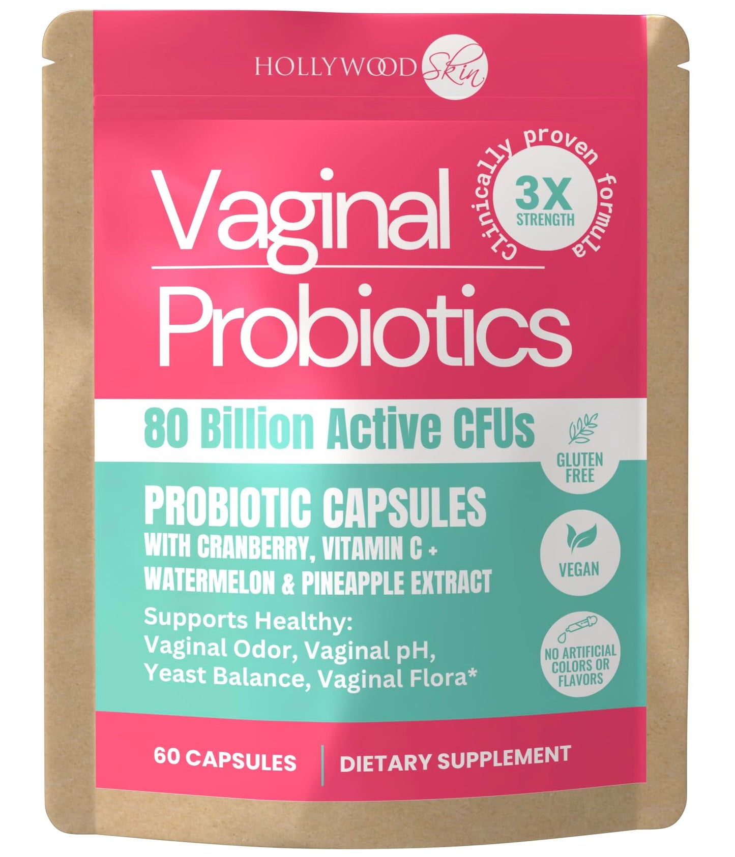 HollywoodSkin Vaginal Probiotic for Women Capsule 60 Capsules