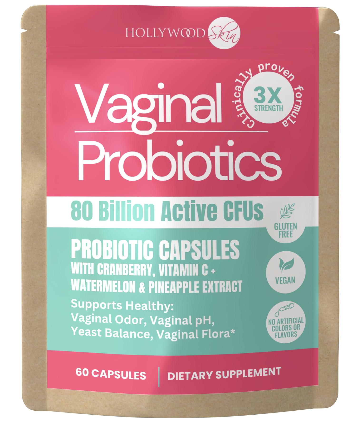 HollywoodSkin Vaginal Probiotic for Women Capsule 60 Capsules