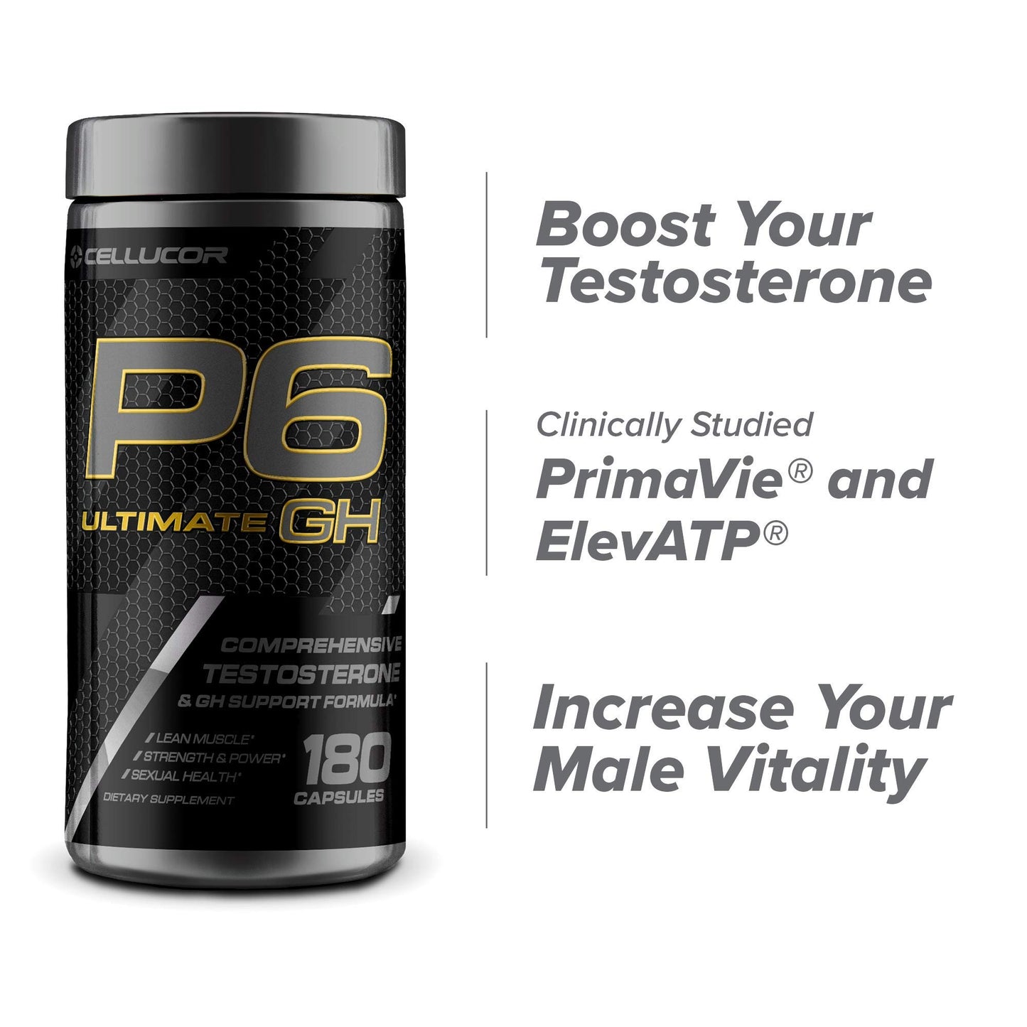 Cellucor P6 Ultimate GH Test Booster for Men Capsule, 180 Capsules