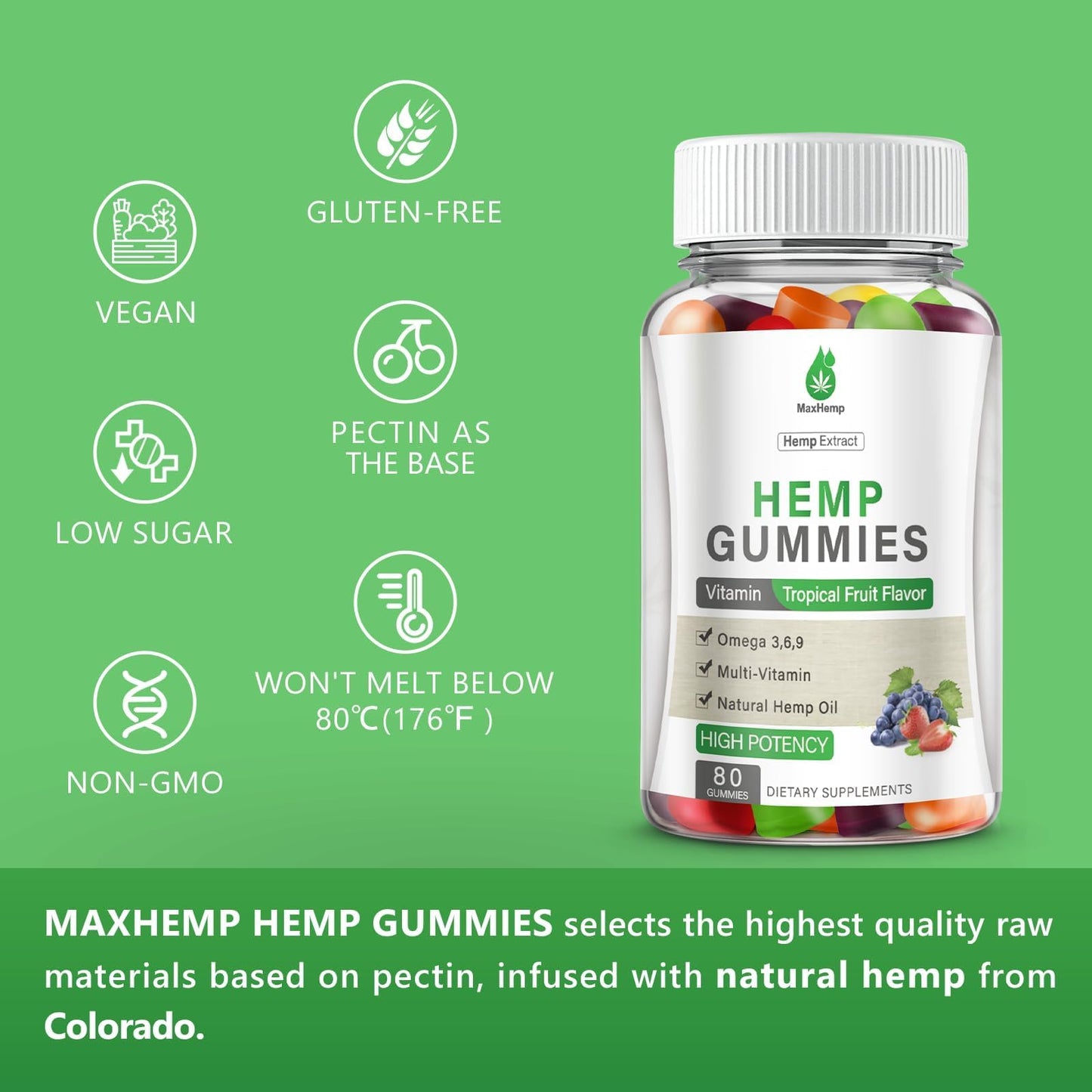 MaxHemp Hemp Gummies Extra Strength for Pain, Sleep, Anxiety Gummy 240 Count