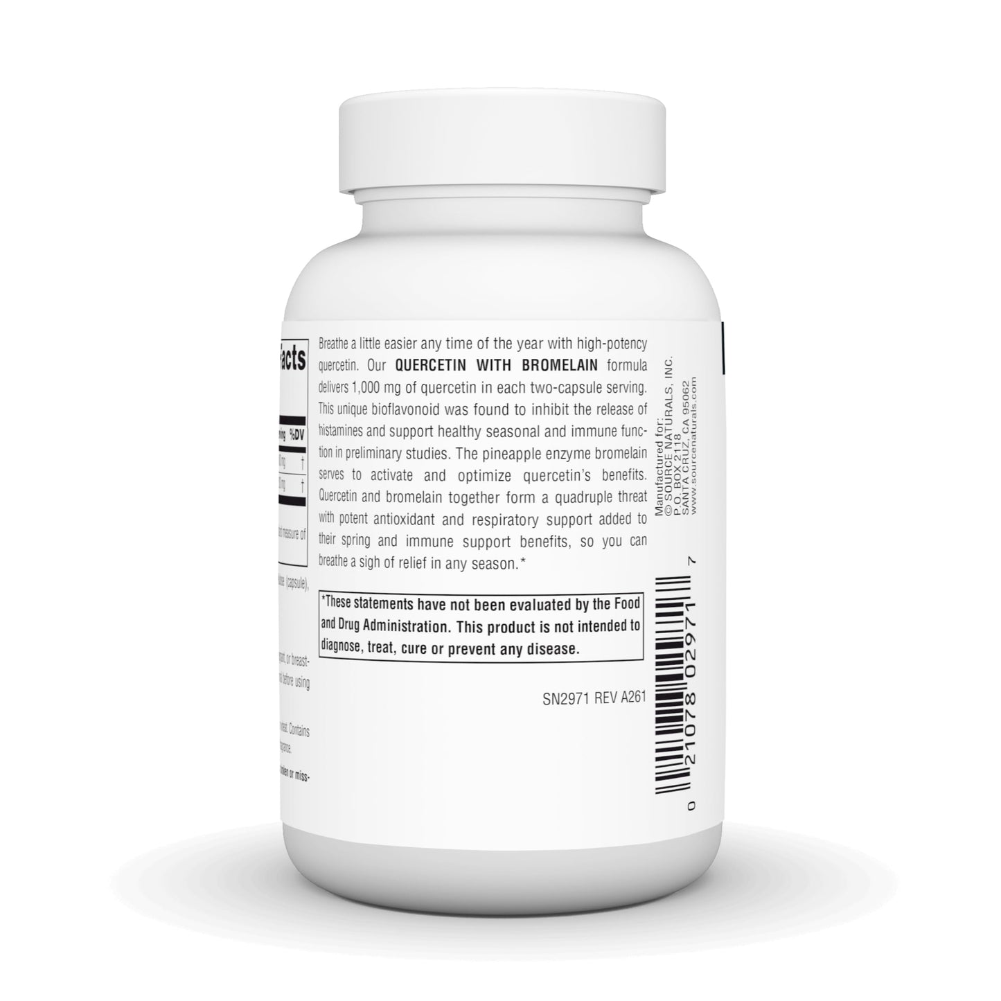 Source Naturals Quercetin with Bromelain Respiratory and Immune Support (500 mg per Capsule, 1000 mg per Serving) 60 Capsules
