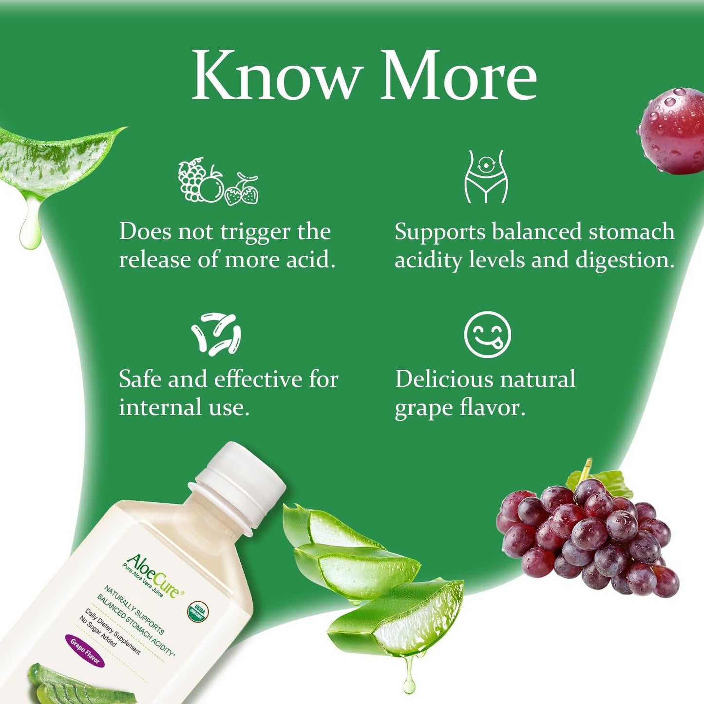 AloeCure Organic Aloe Vera Digestion Set Capsules, 5-Pack, 60 Capsules