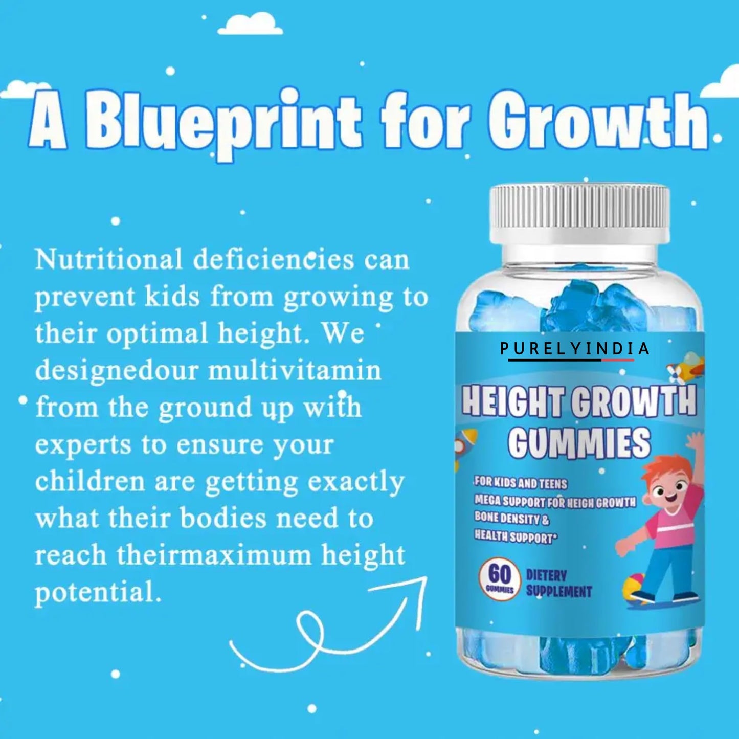 Purelyindia Kids Multivitamin with Ashwagandha 60 Gummies