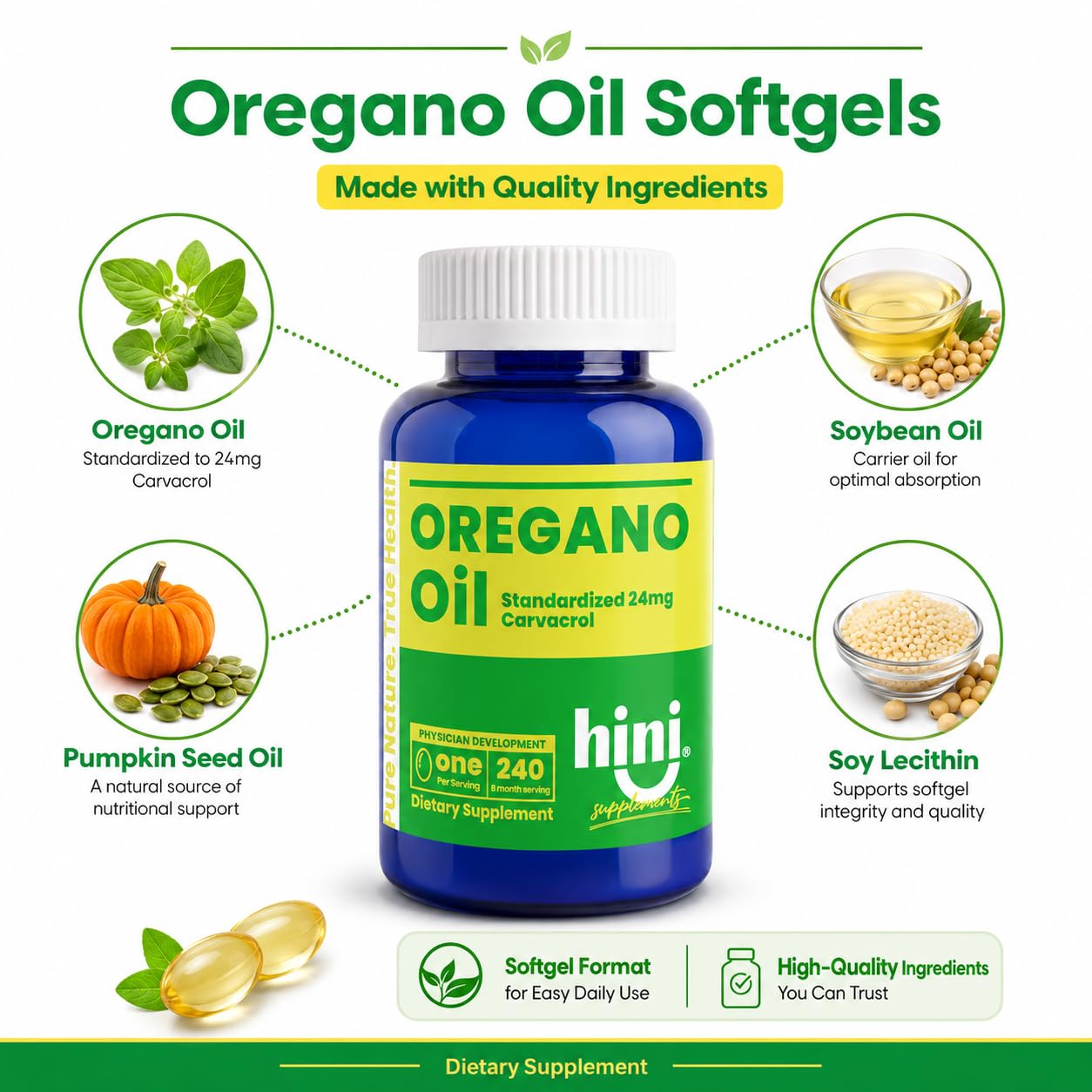 HINI Oregano Oil Softgel 240 Count