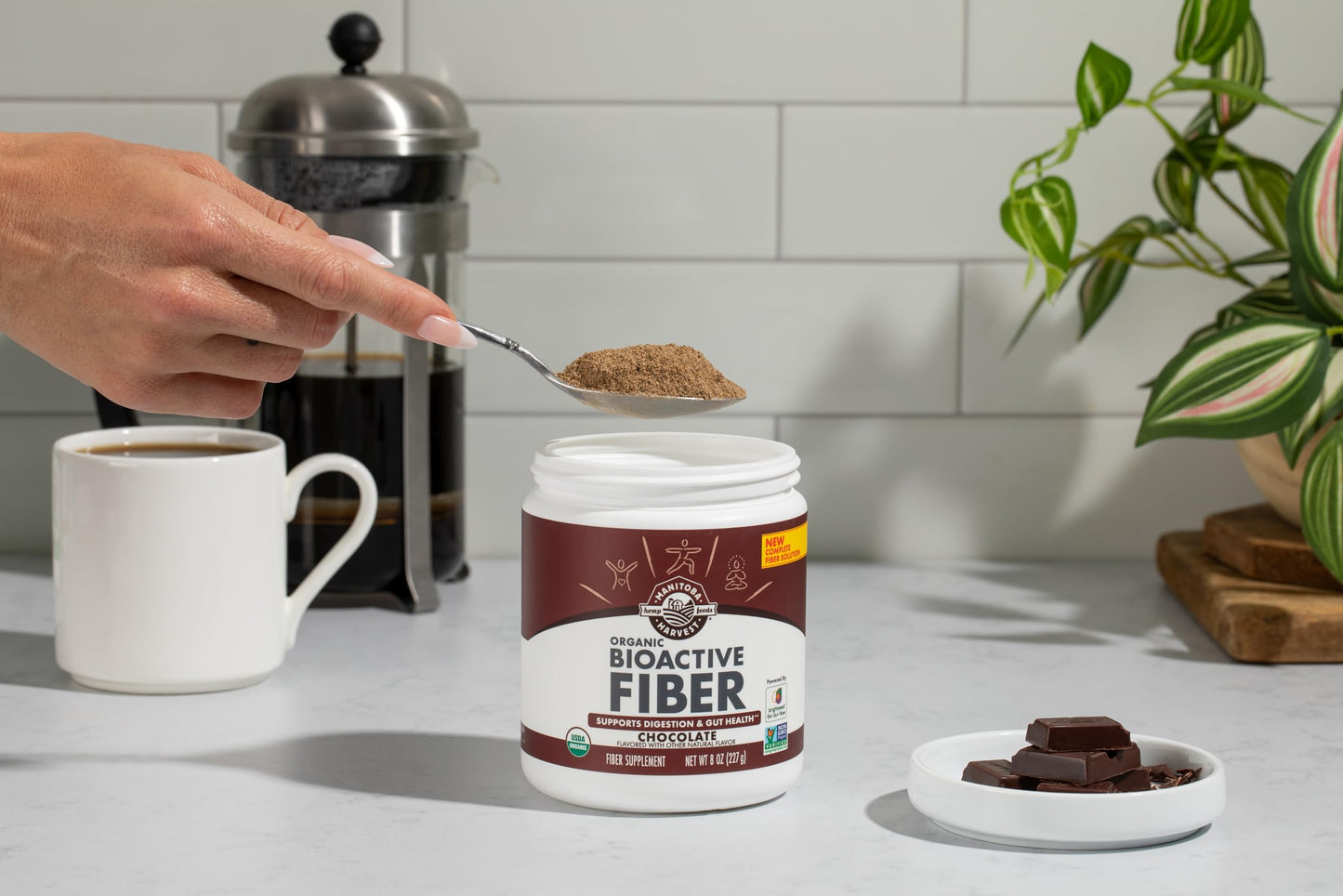 Manitoba Harvest Organic BioActive Fiber Supplement with 7g Fiber per Serving, Digestive Hemp & Psyllium Husk Powder, 8oz