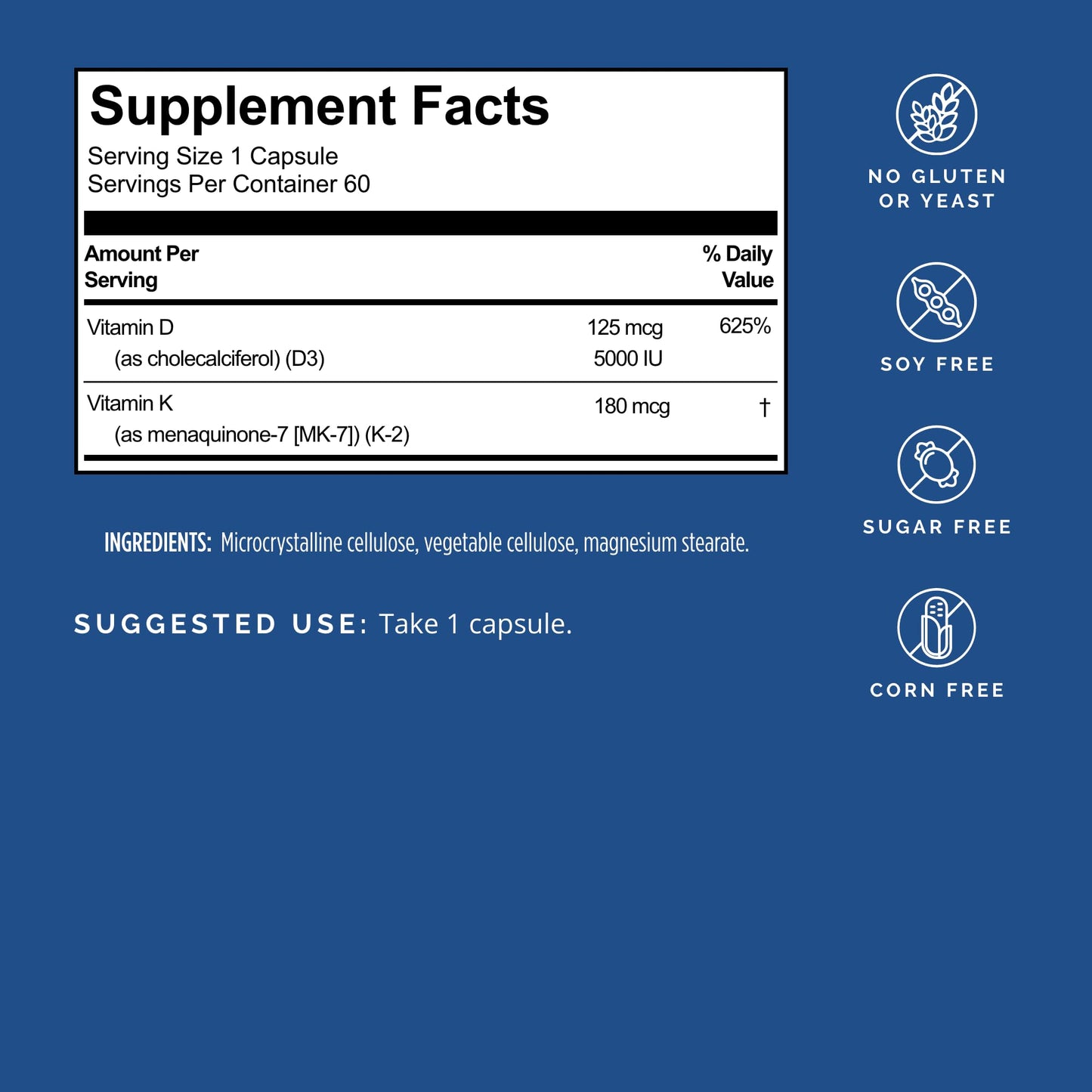 BRAINMD Vitamin D3 + K2 60 Capsules