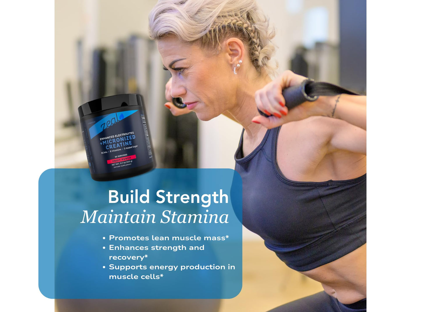 Zeal Naturals Creatine with Electrolytes & Brain Health Nootropics Powder 11.7 Ounce