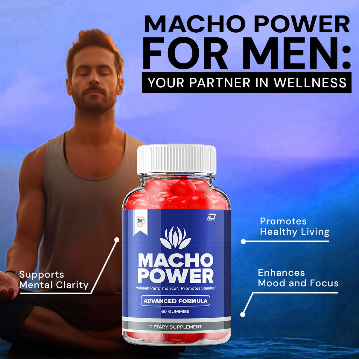 Indelo Macho Power Gummies for Men 60 Count