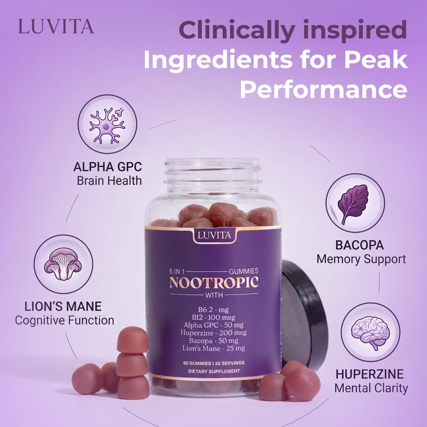 LUVITA Focus Gummies 60 Gummies