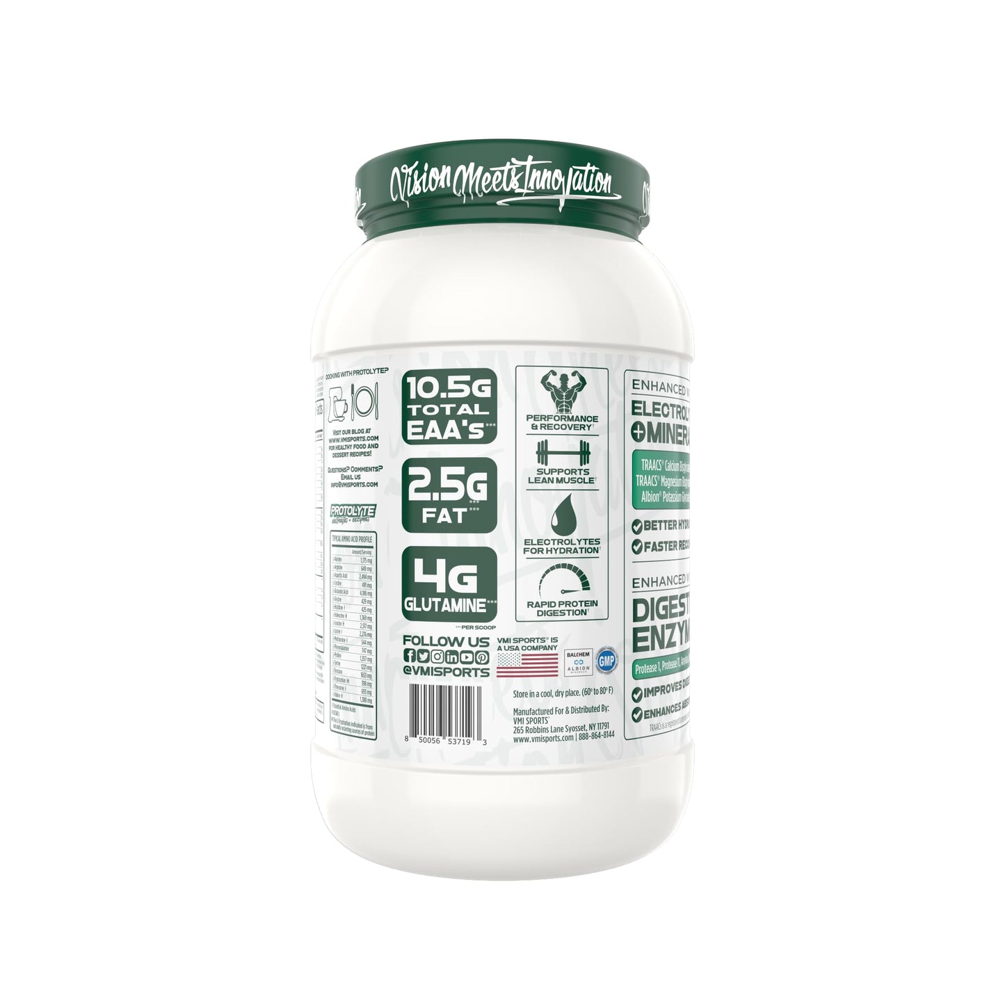 VMI Sports Protolyte Natural Plant Protein with Electrolytes and Enzymes Powder 25.6 oz