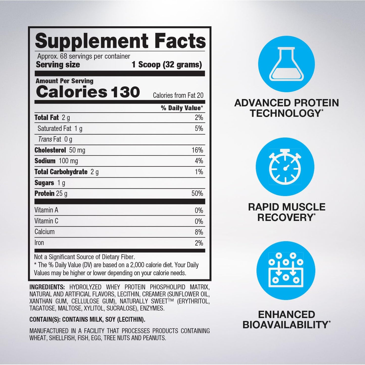 BPI Sports Hydro HD 100% Hydrolyzed Whey Protein Powder, 68 Servings