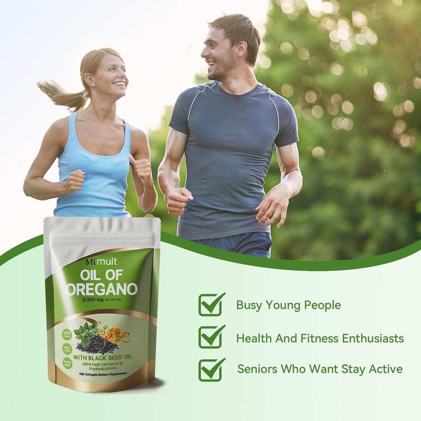 Mtmult Oil of Oregano with Black Seed Oil 6000mg & Moringa Softgels, 180 Softgels
