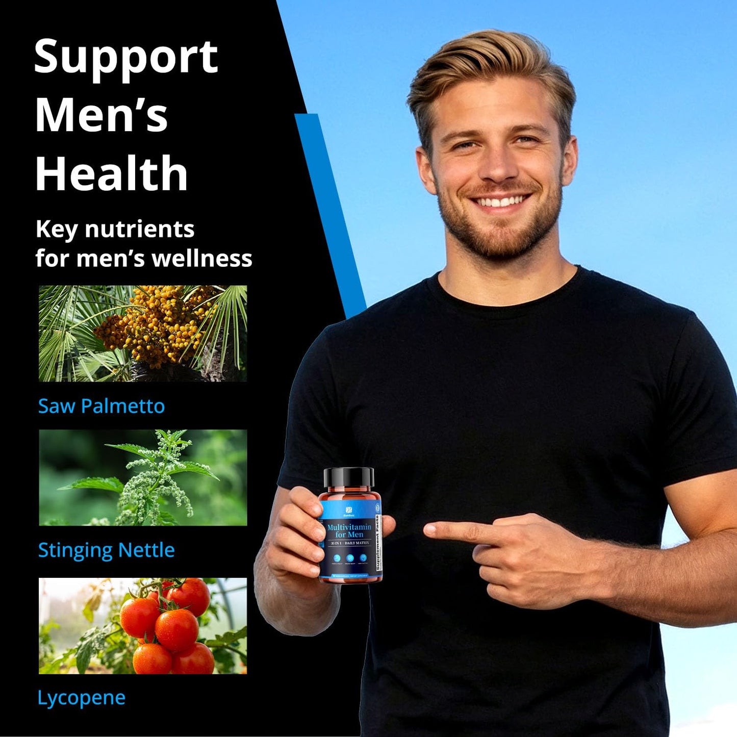 BienRaíz Men's Multivitamin with CoQ10 & PQQ Capsule, 1 Count