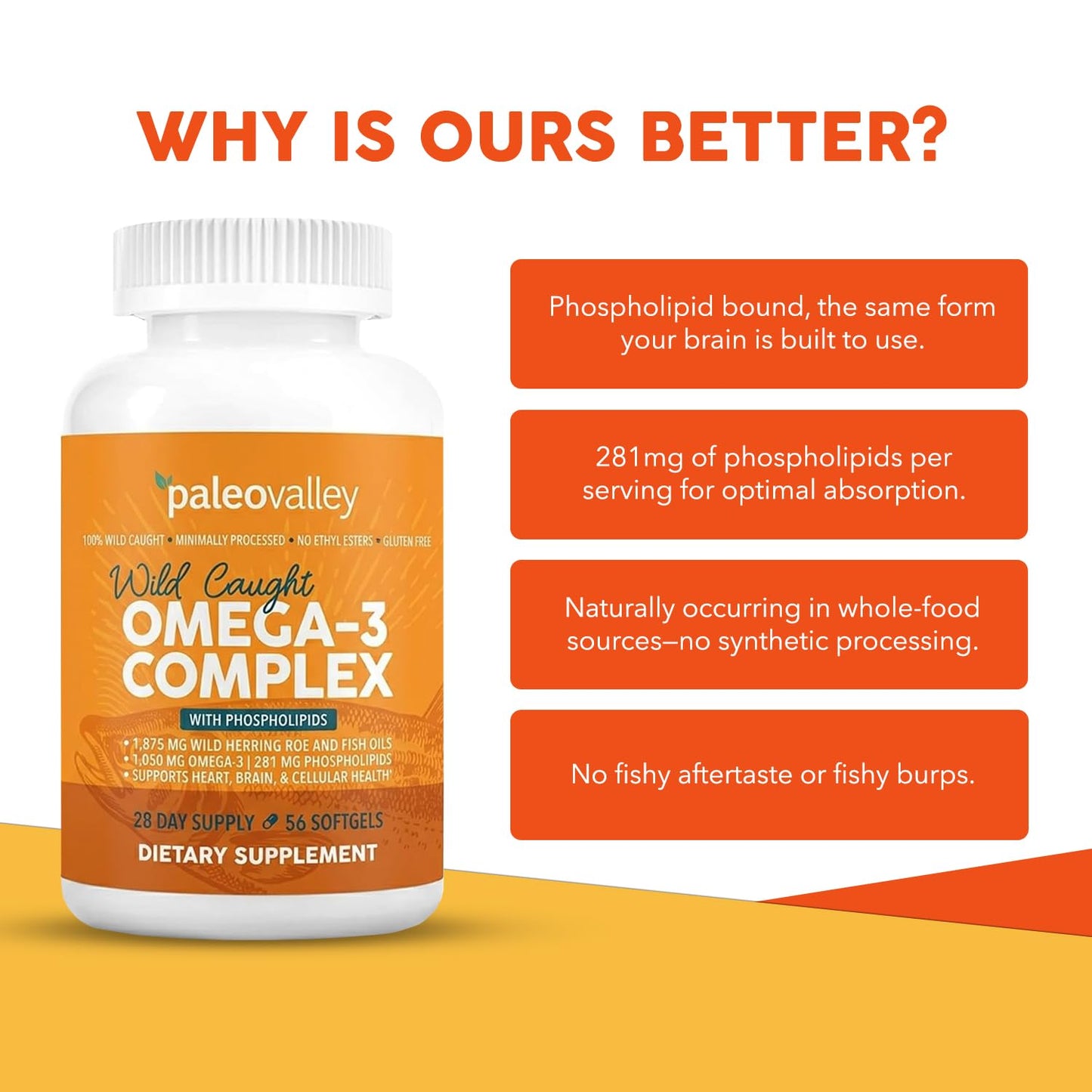 Paleovalley Omega-3 Complex Wild Caught Fish Oil Softgels 56 Count