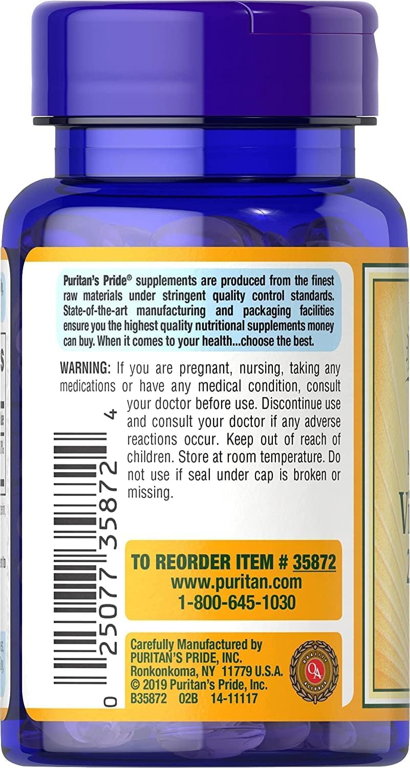 Puritan's Pride Vitamin D3 Softgels 100 Count